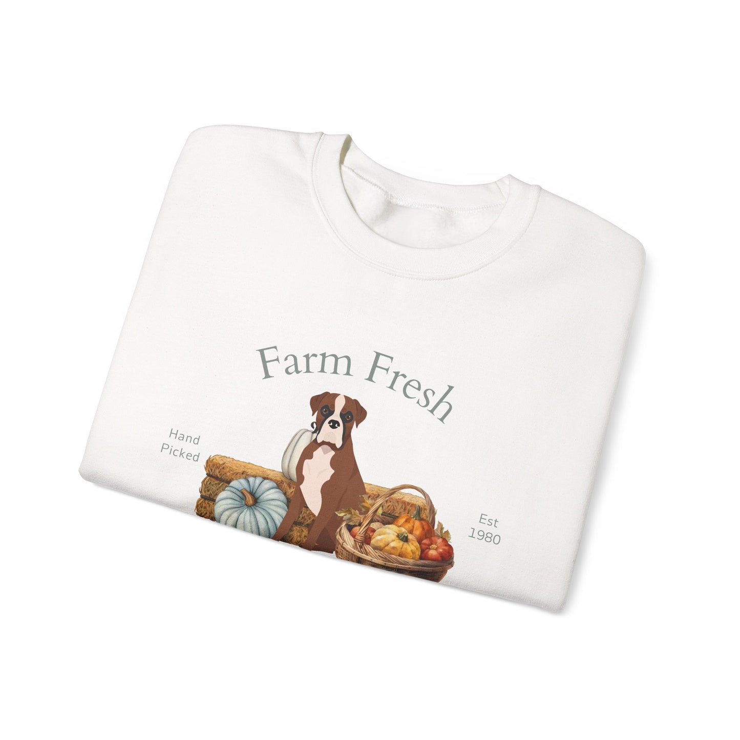 Boxer Dog Fall Farm Fresh Unisex Heavy Blend Crewneck Sweatshirt