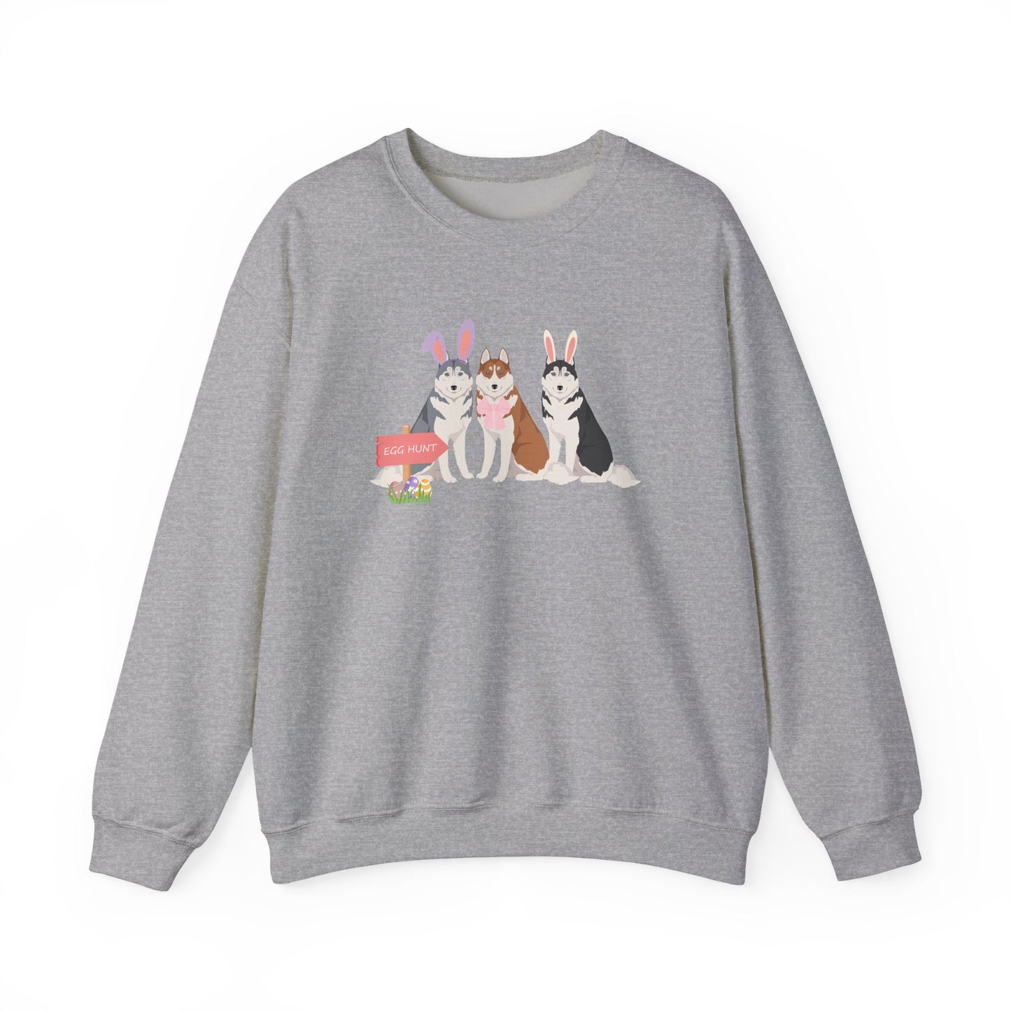 Siberian Husky Dog Easter Unisex Heavy Blend Crewneck Sweatshirt, easter, Cute Dog Mom Gift