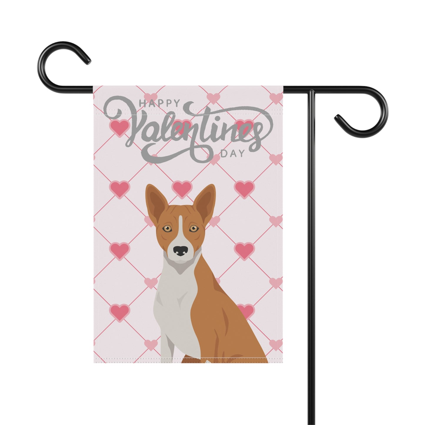 Basenji Dog Valentines Day Garden Flag