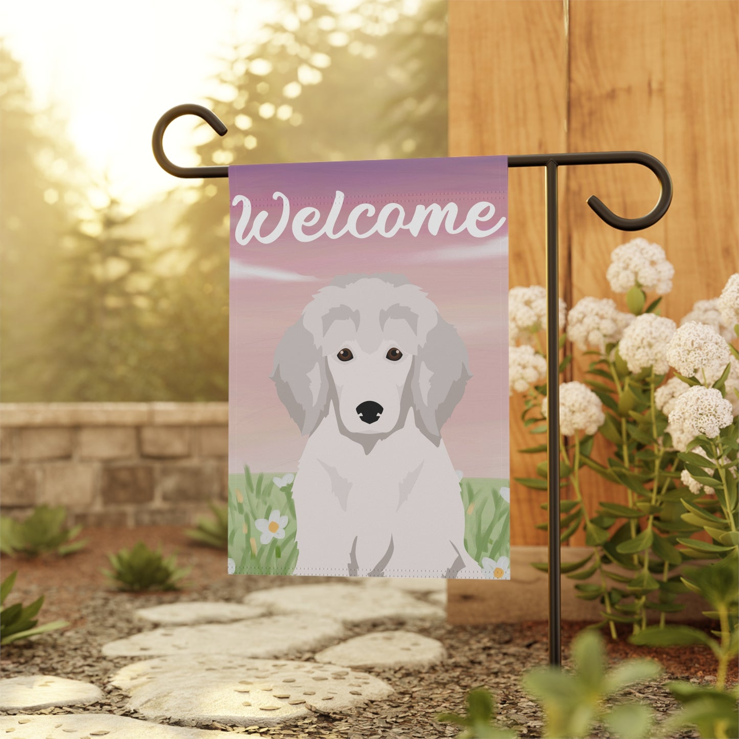 Poodle Dog Welcome Garden Flag