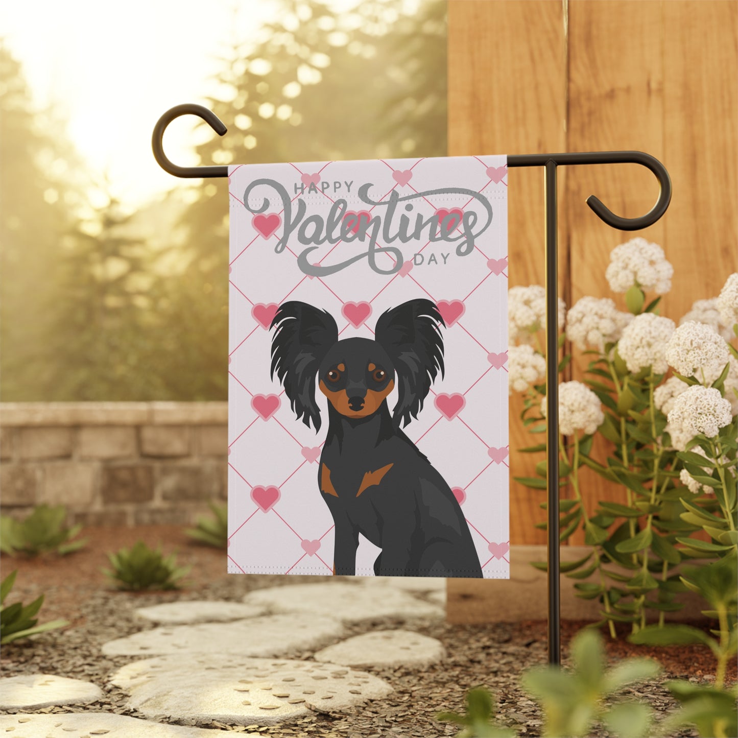 Russian Toy Dog Valentines Day Garden Flag