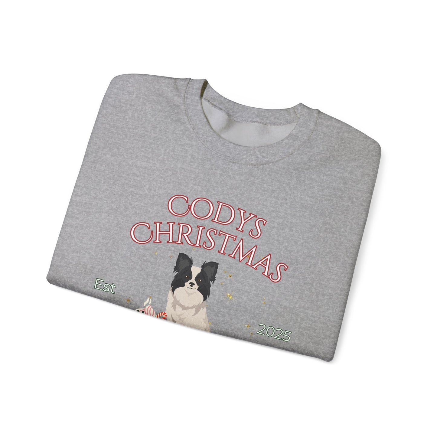 Papillon Dog Christmas Social Club Unisex Heavy Blend Crewneck Sweatshirt Custom Name