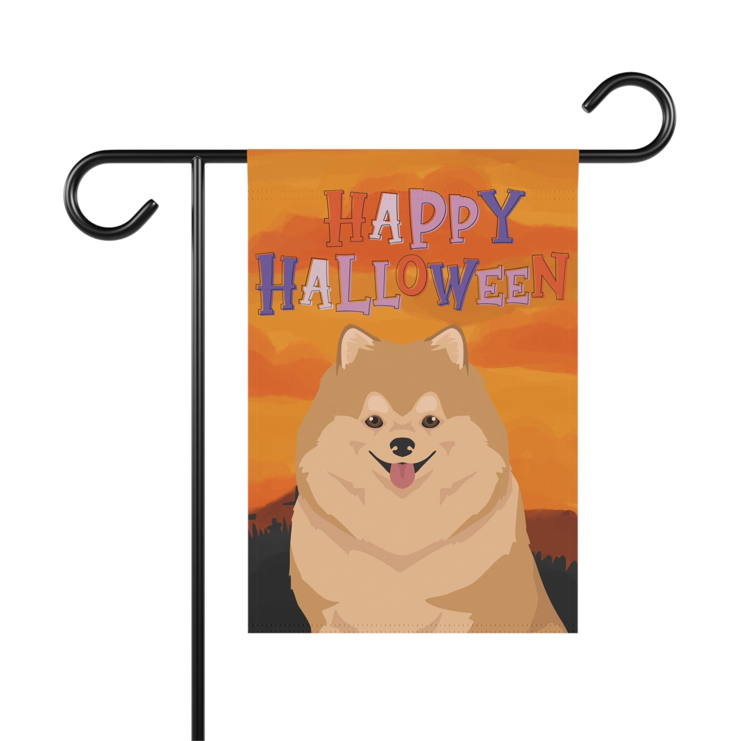 Pomeranian Dog Halloween Garden Flag