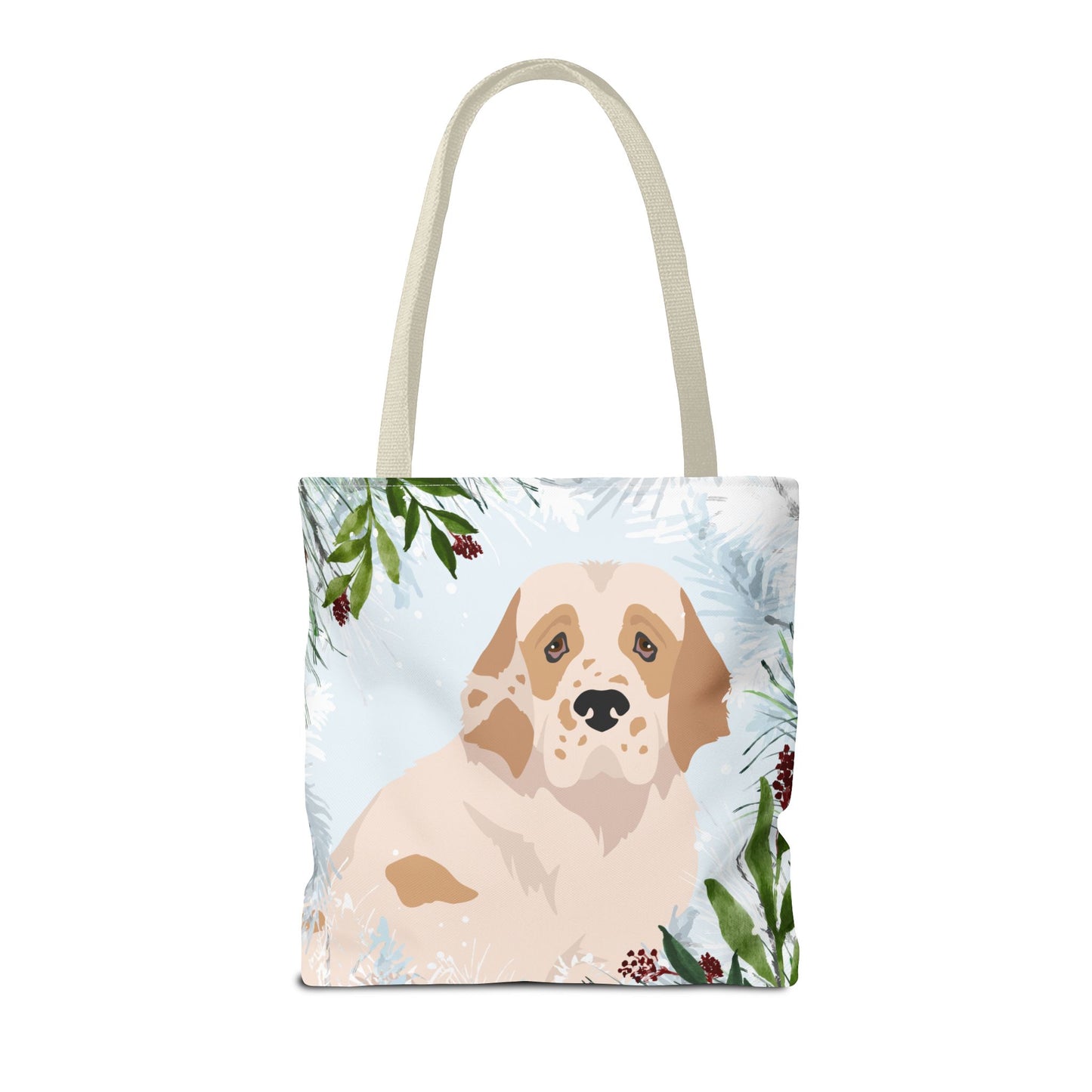 Clumber Spaniel Dog Christmas Holiday Tote Bag 16x16