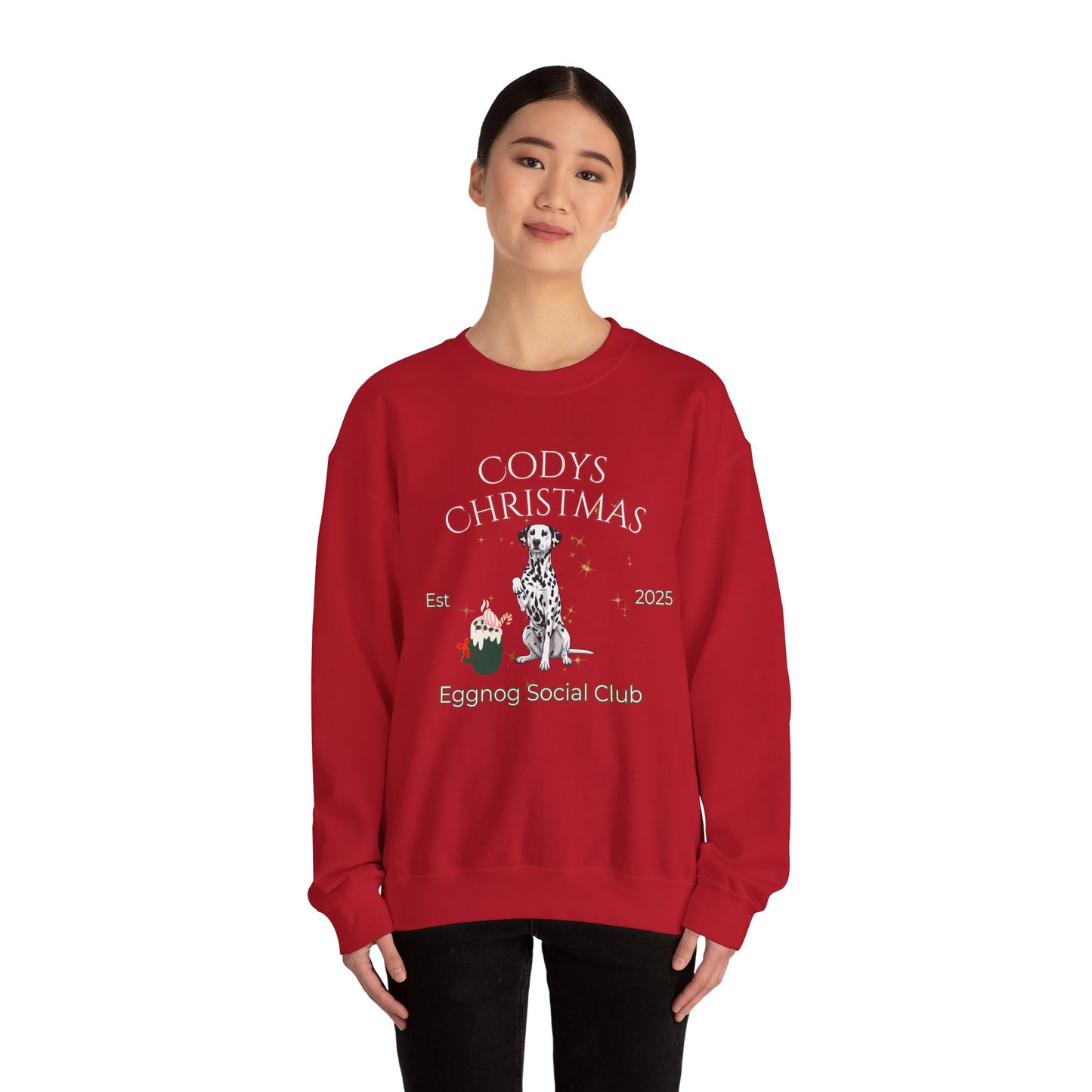 Dalmatian Dog Christmas Social Club Unisex Heavy Blend Crewneck Sweatshirt Custom Name