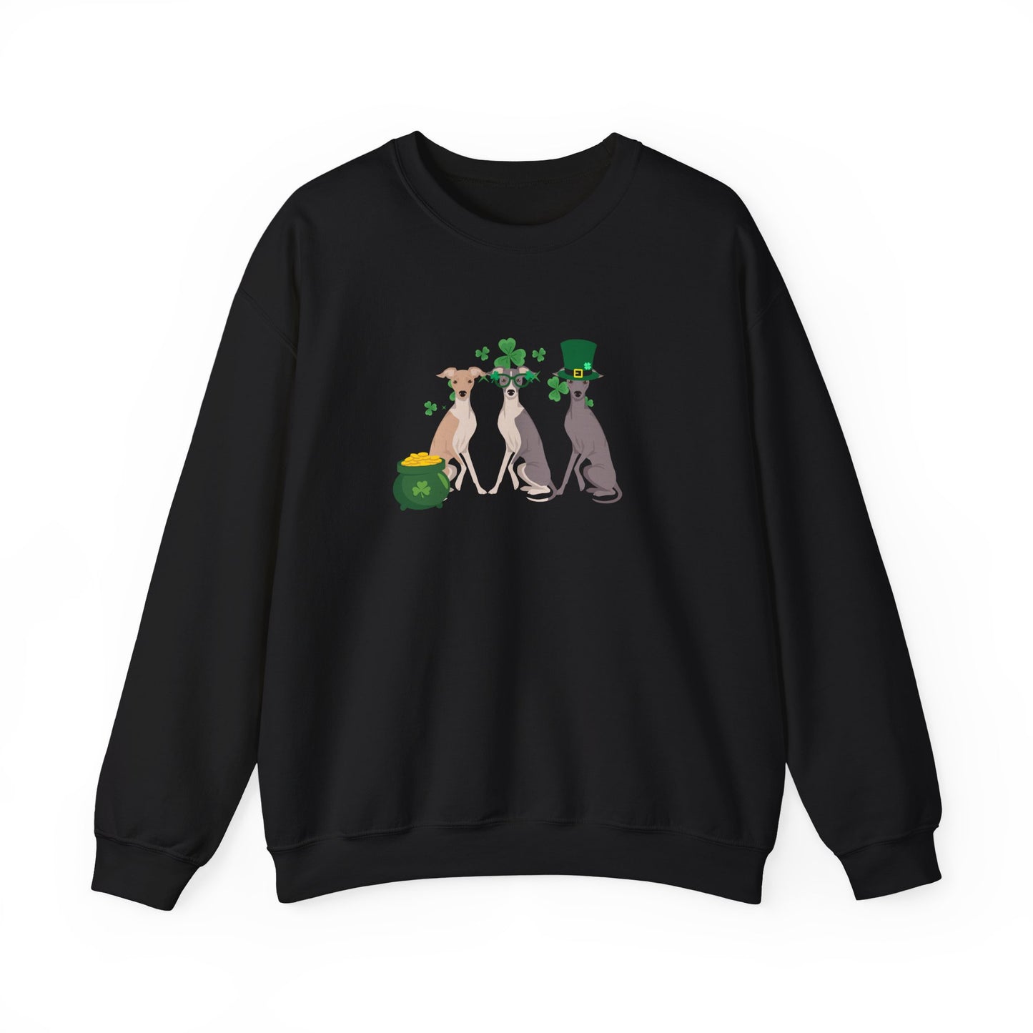 Italian Greyhound Dog St Patricks Day Unisex Heavy Blend Crewneck Sweatshirt, St Pattys day, Cute Dog Mom Gift