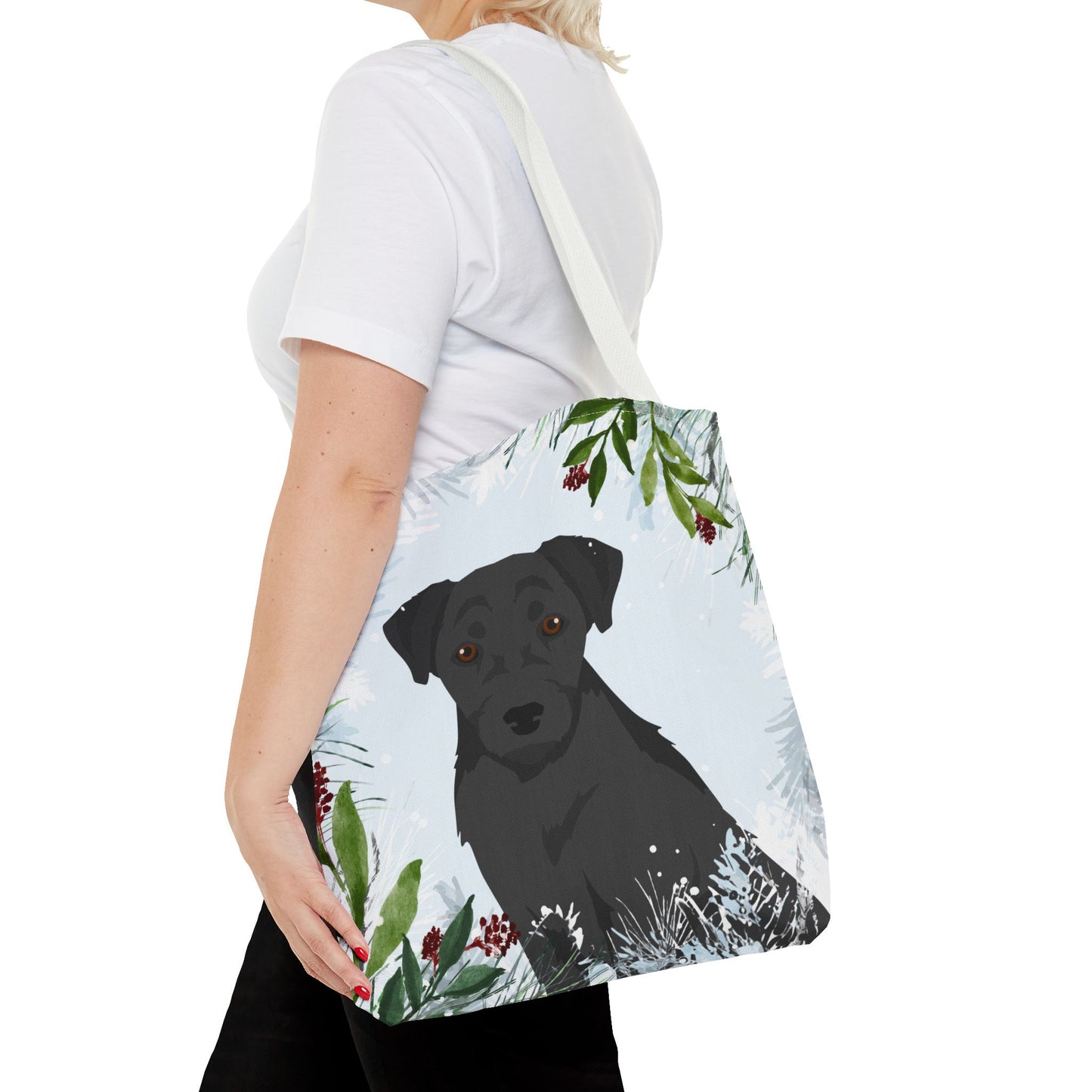 Patterdale Terrier Dog Christmas Holiday Tote Bag 16x16