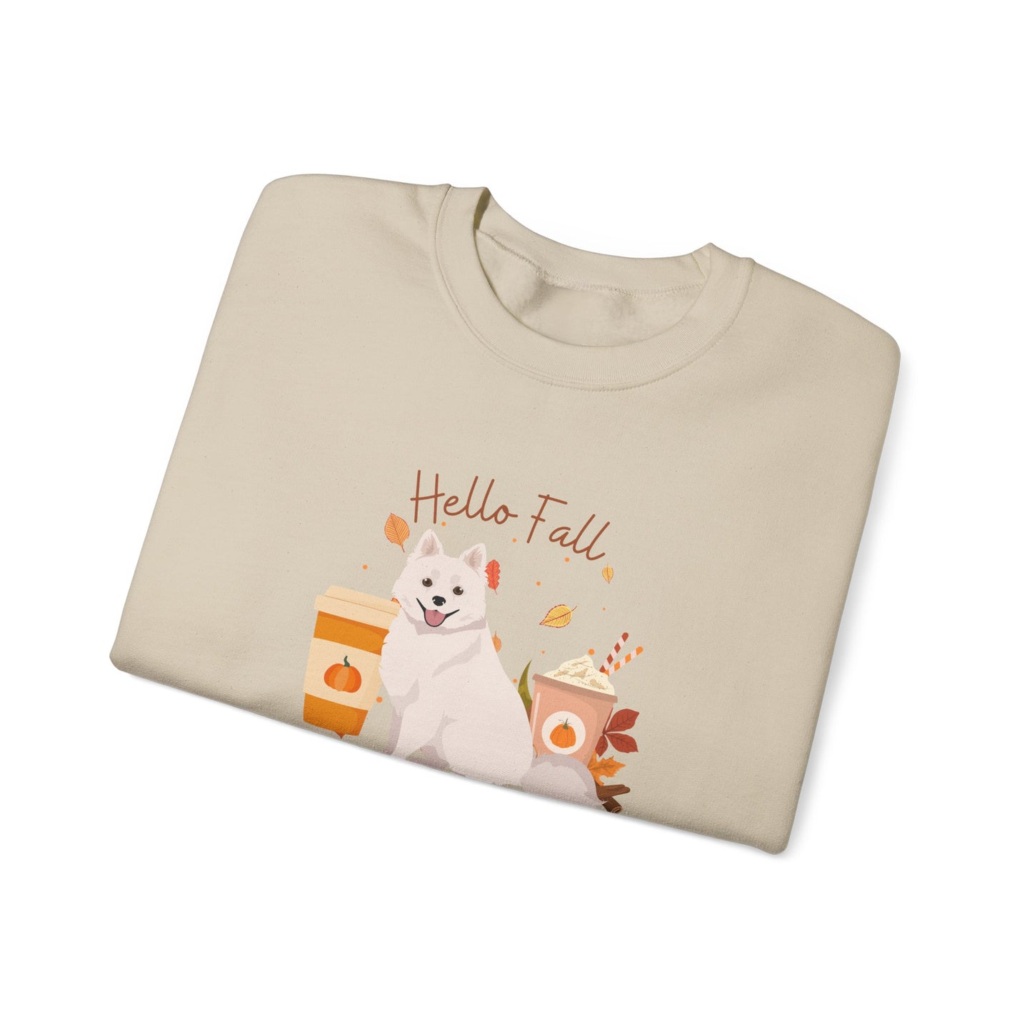 American Eskimo Dog Fall Unisex Heavy Blend Crewneck Sweatshirt