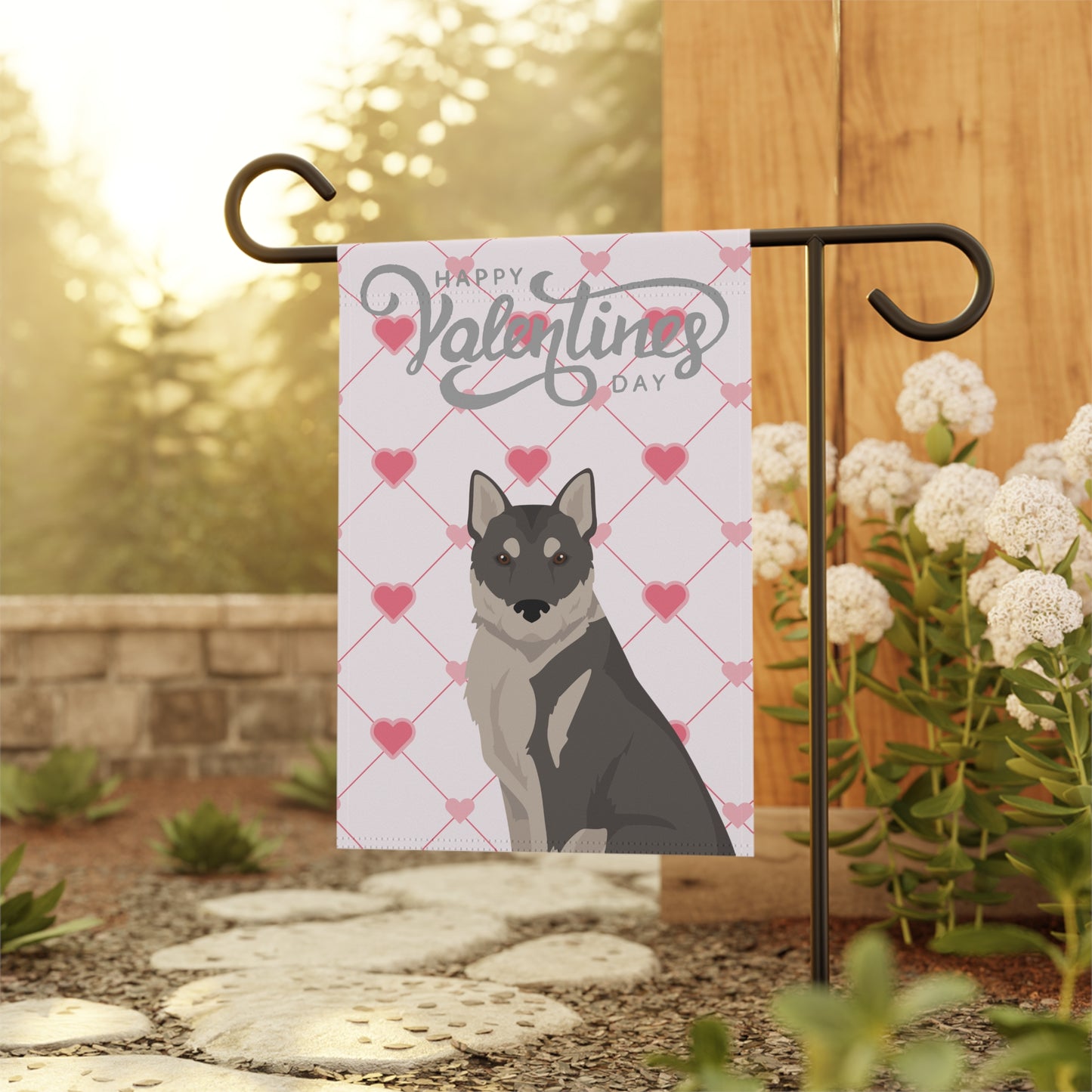 Korean Jindo Dog Valentines Day Garden Flag