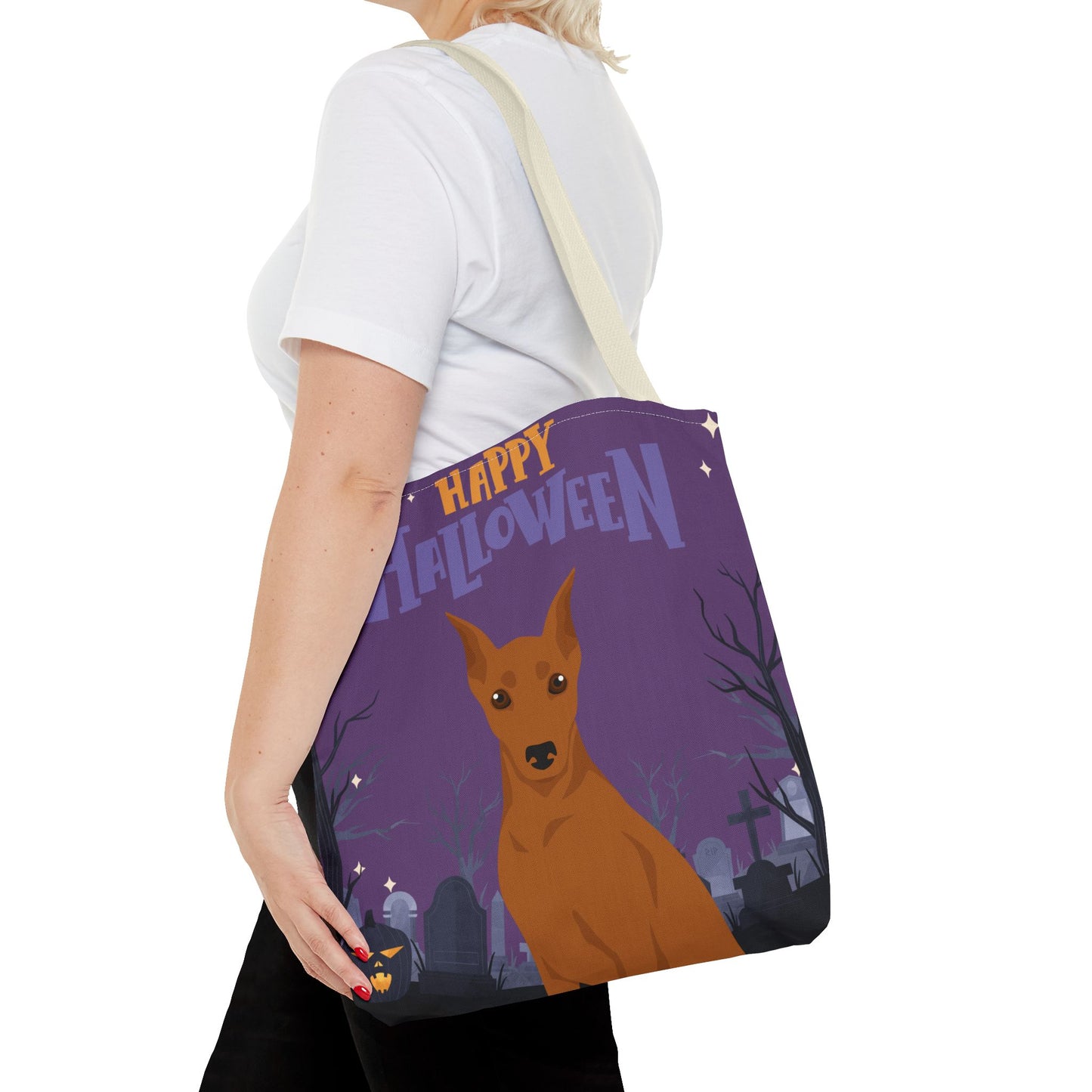 German Pinscher Dog Happy Halloween Tote Bag 16x16