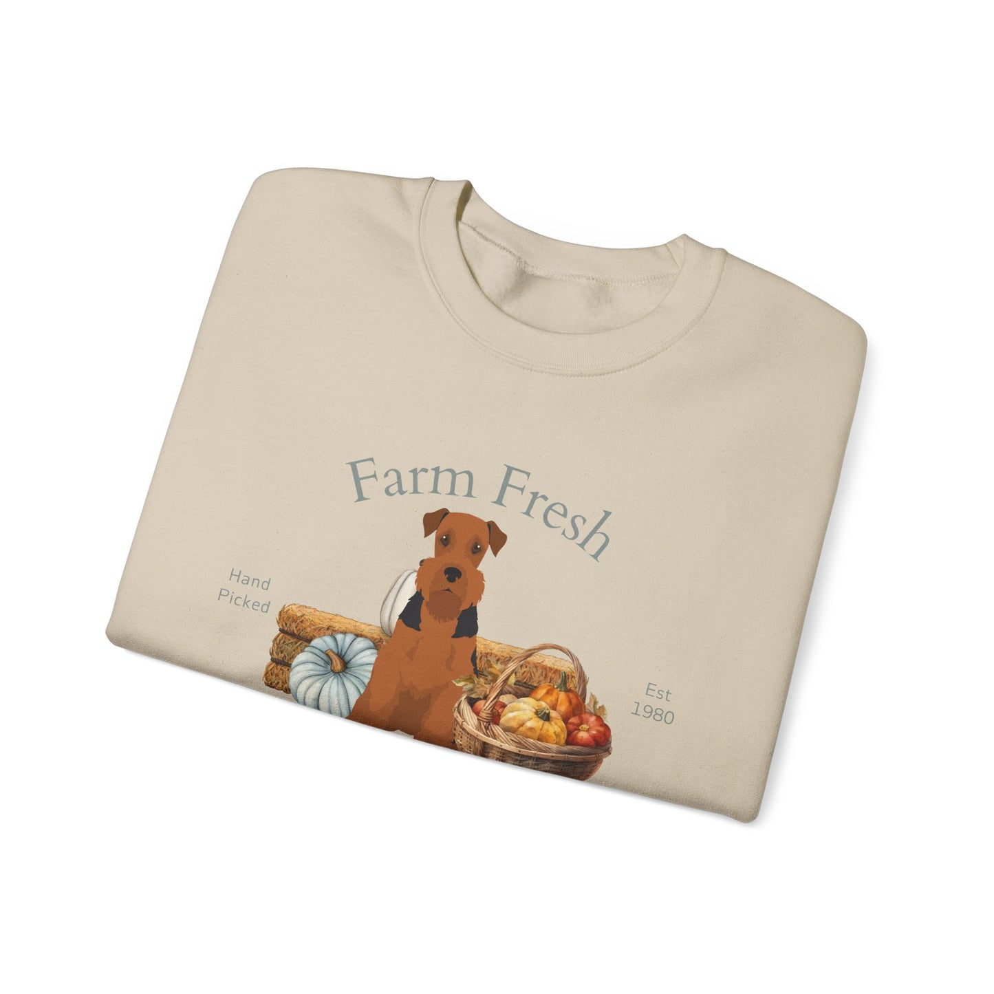 Airedale Terrier Dog Fall Farm Fresh Unisex Heavy Blend Crewneck Sweatshirt