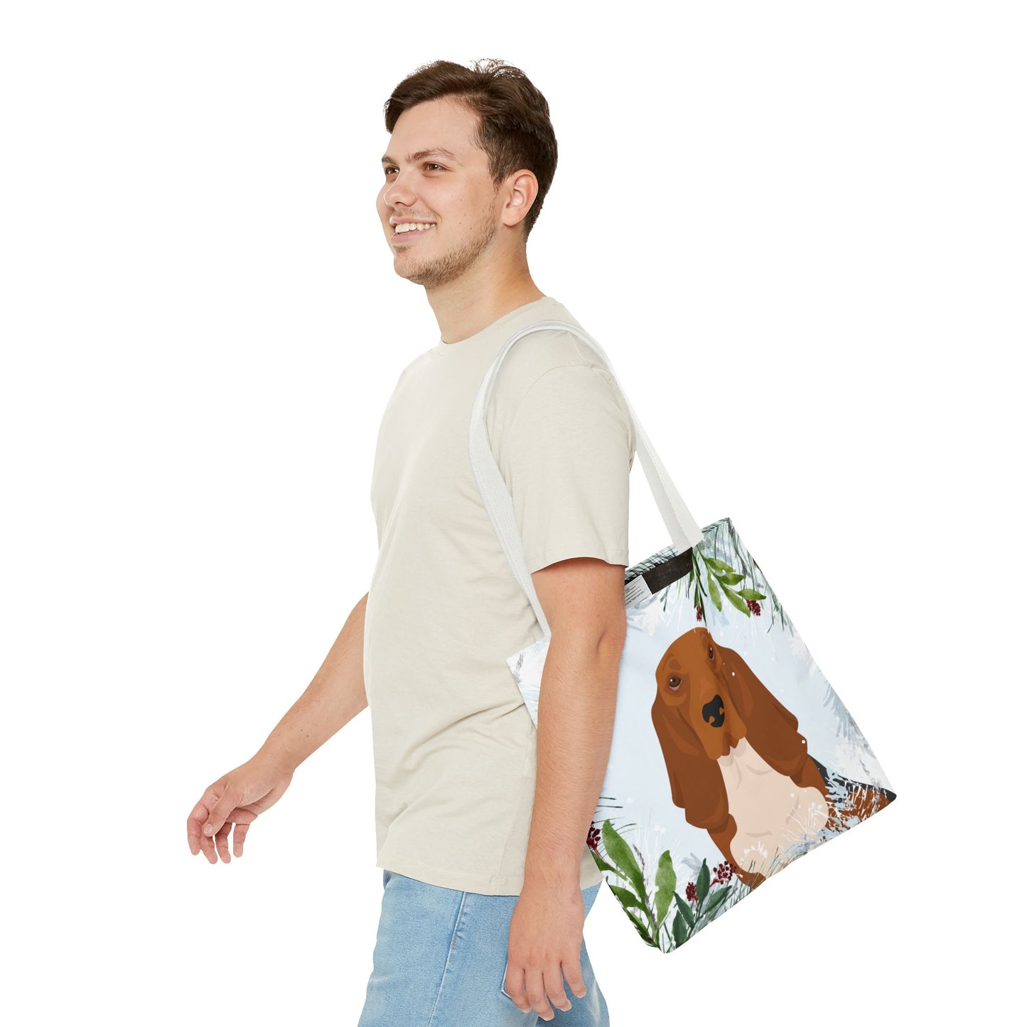 Basset Hound Dog Christmas Holiday Tote Bag 16x16