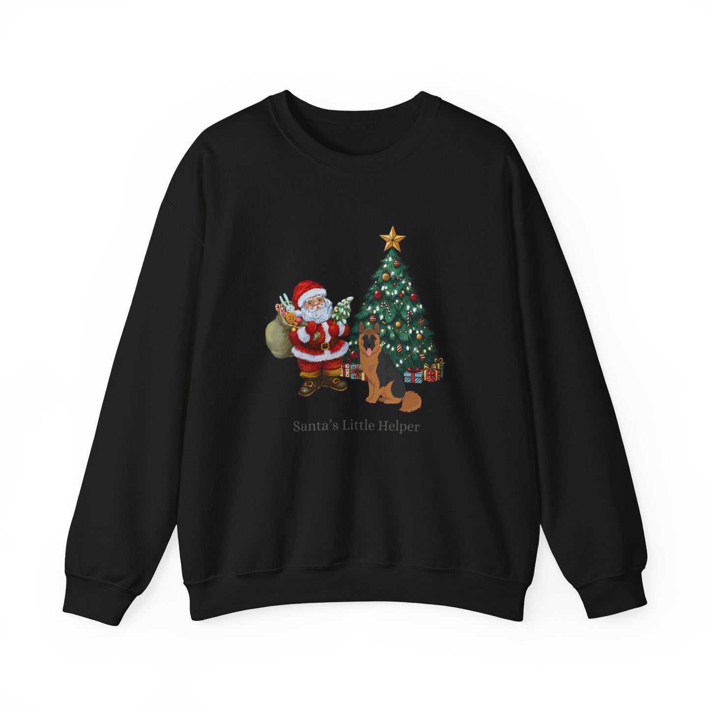 German Shepherd Dog Santa's Little Helper Unisex Heavy Blend Crewneck Sweatshirt