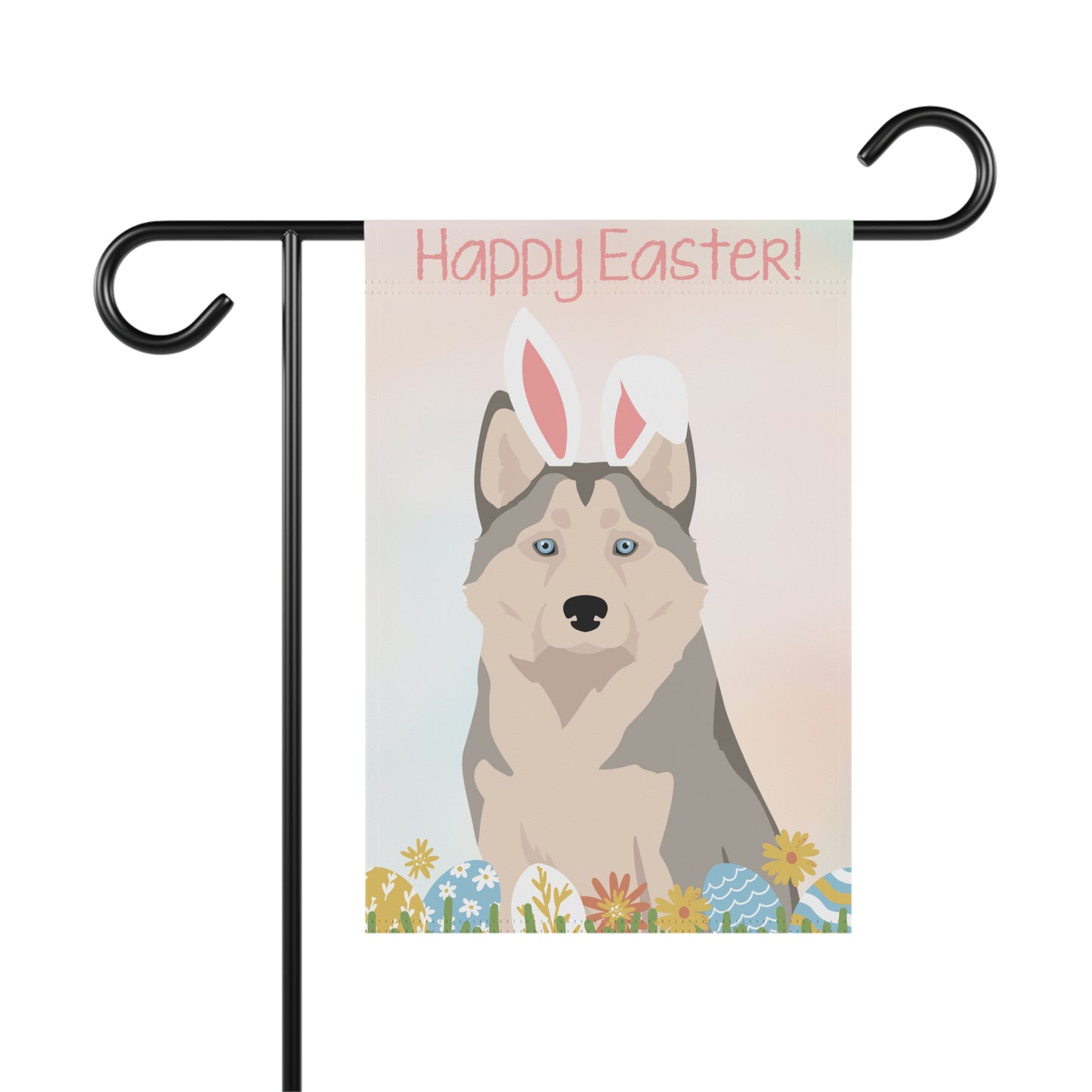 Alaskan Husky Dog Happy Easter Garden Flag