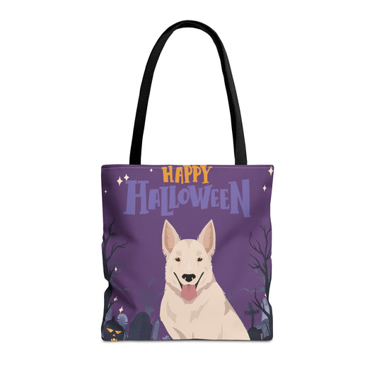 White Swiss Shepherd Dog Happy Halloween Tote Bag 16x16