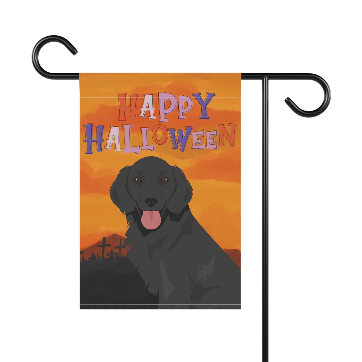 Flat Coated Retriever Dog Halloween Garden Flag