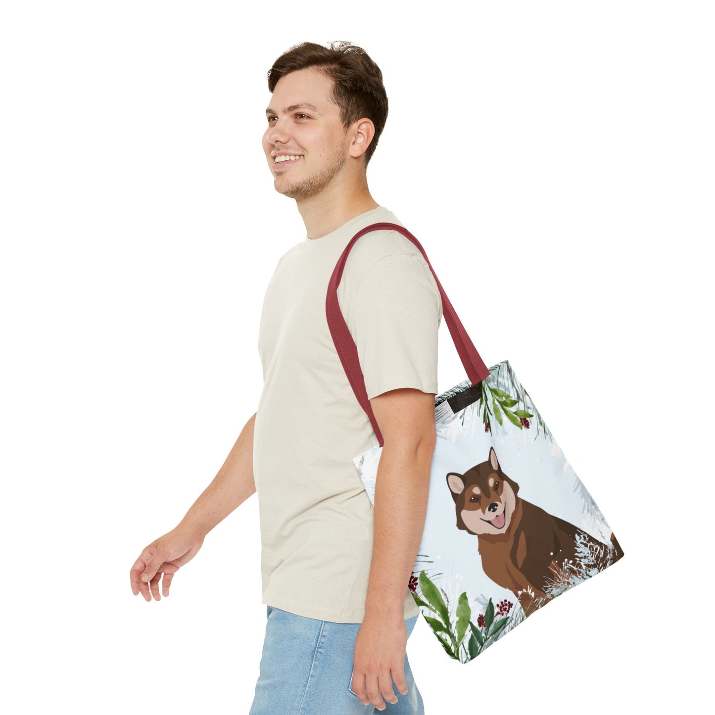 Hokkaido Dog Christmas Holiday Tote Bag 16x16