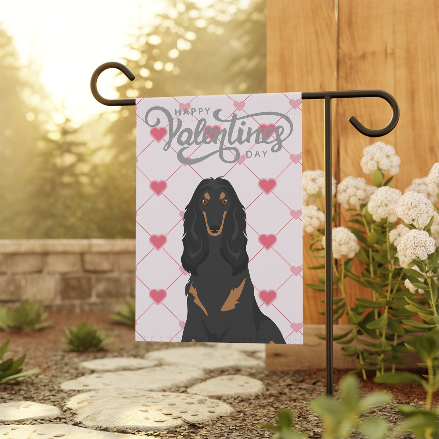 Afghan Hound Dog Valentines Day Garden Flag