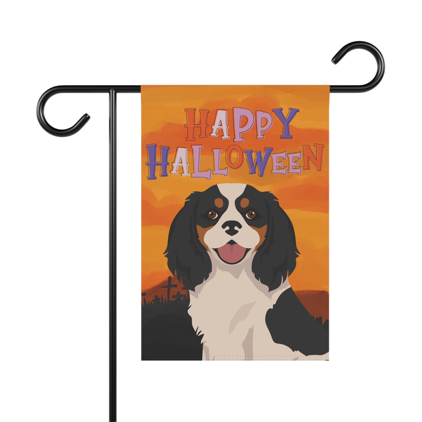 Cavalier King Charles Spaniel Dog Halloween Garden Flag