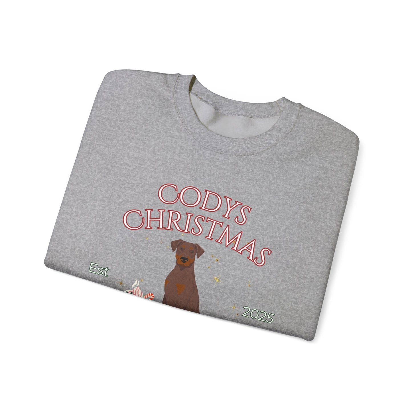 Doberman Pinscher Dog Christmas Social Club Unisex Heavy Blend Crewneck Sweatshirt Custom Name