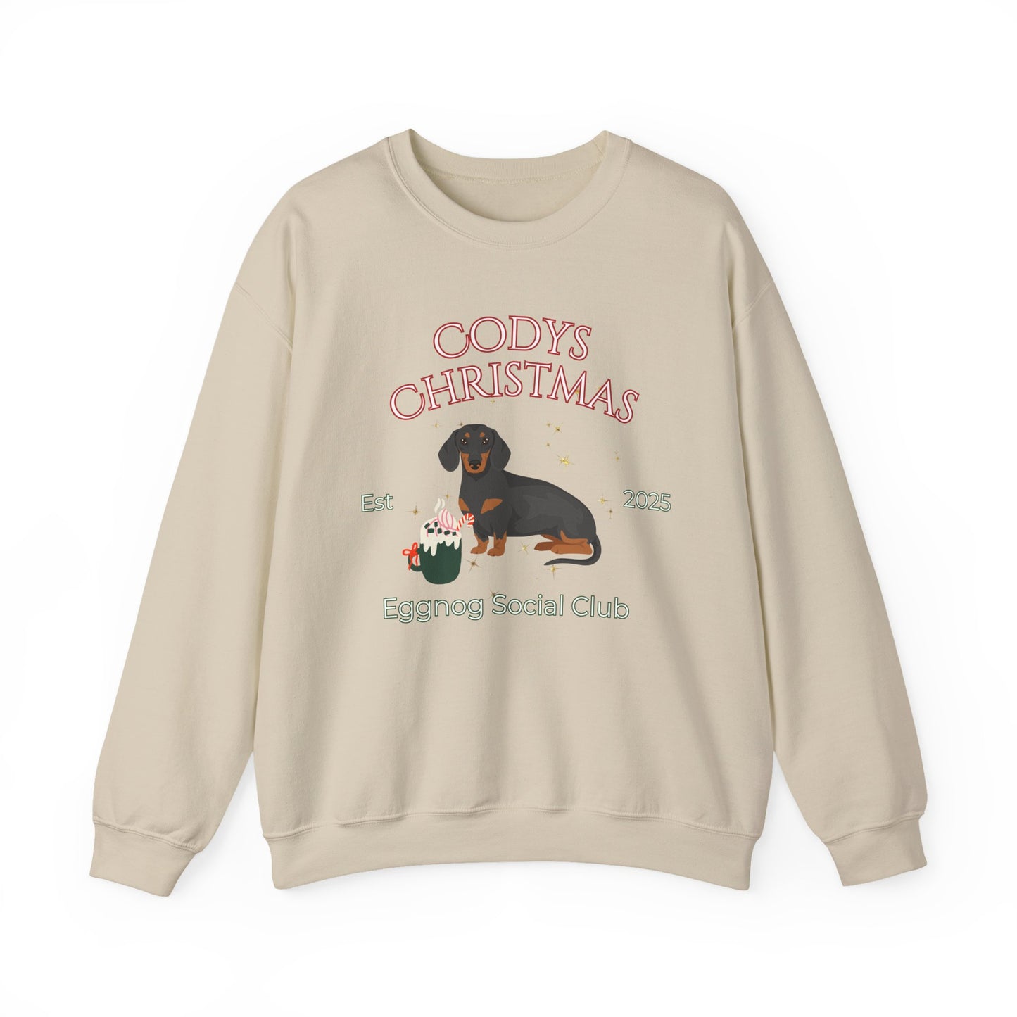 Dachshund Dog Christmas Social Club Unisex Heavy Blend Crewneck Sweatshirt Custom Name