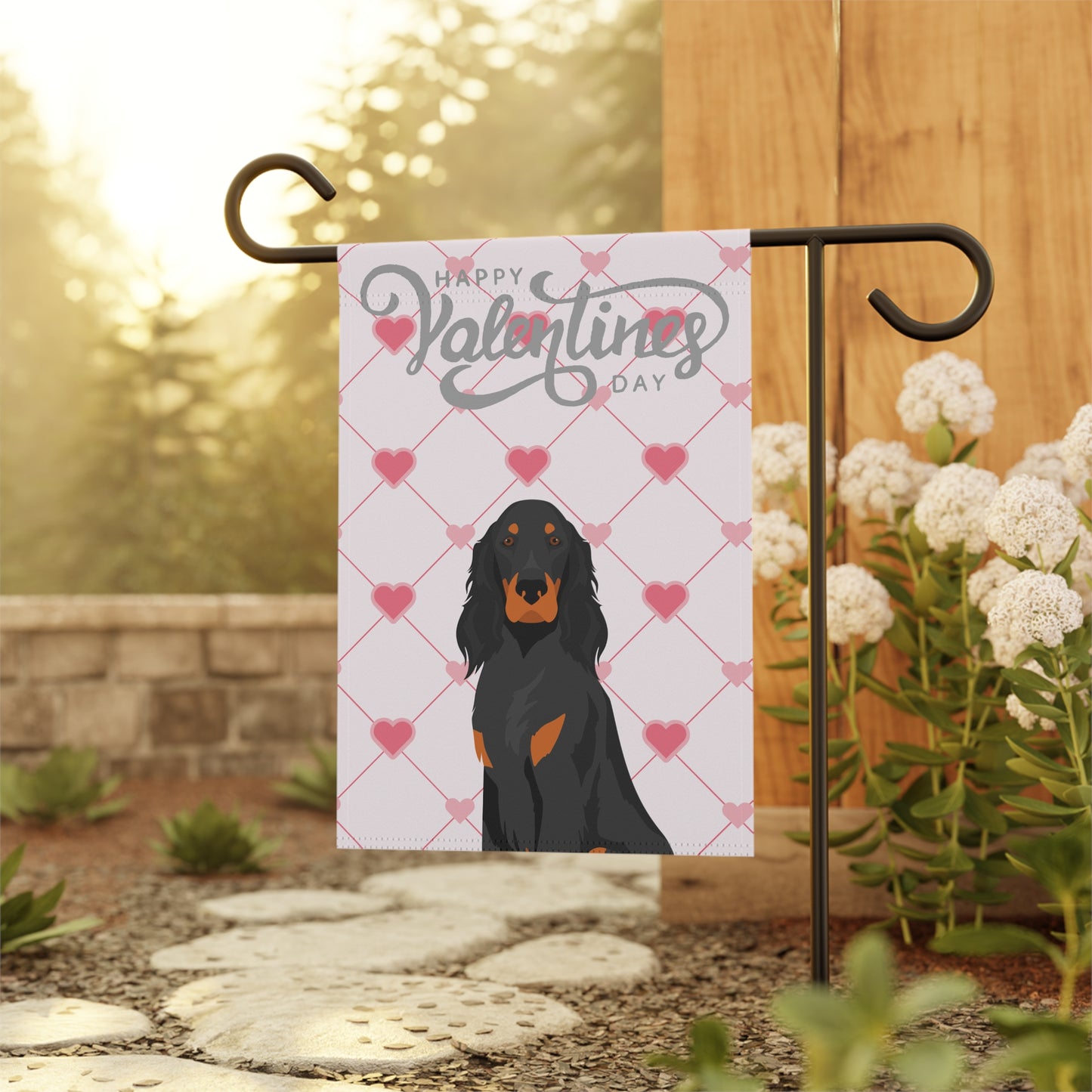 Gordon Setter Dog Valentines Day Garden Flag