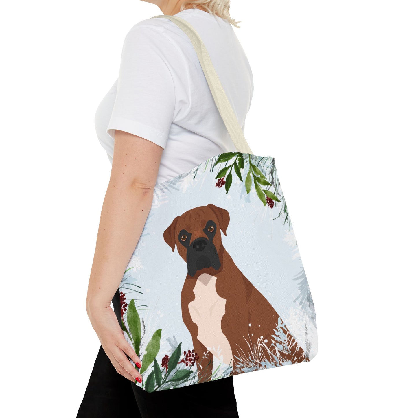 Boxer Dog Christmas Holiday Tote Bag 16x16