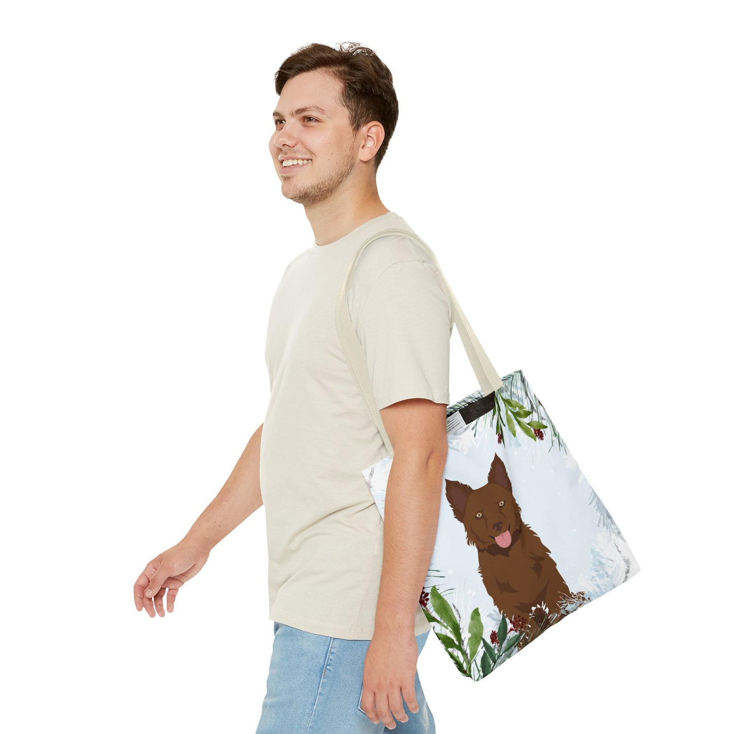 Mudi Dog Christmas Holiday Tote Bag 16x16