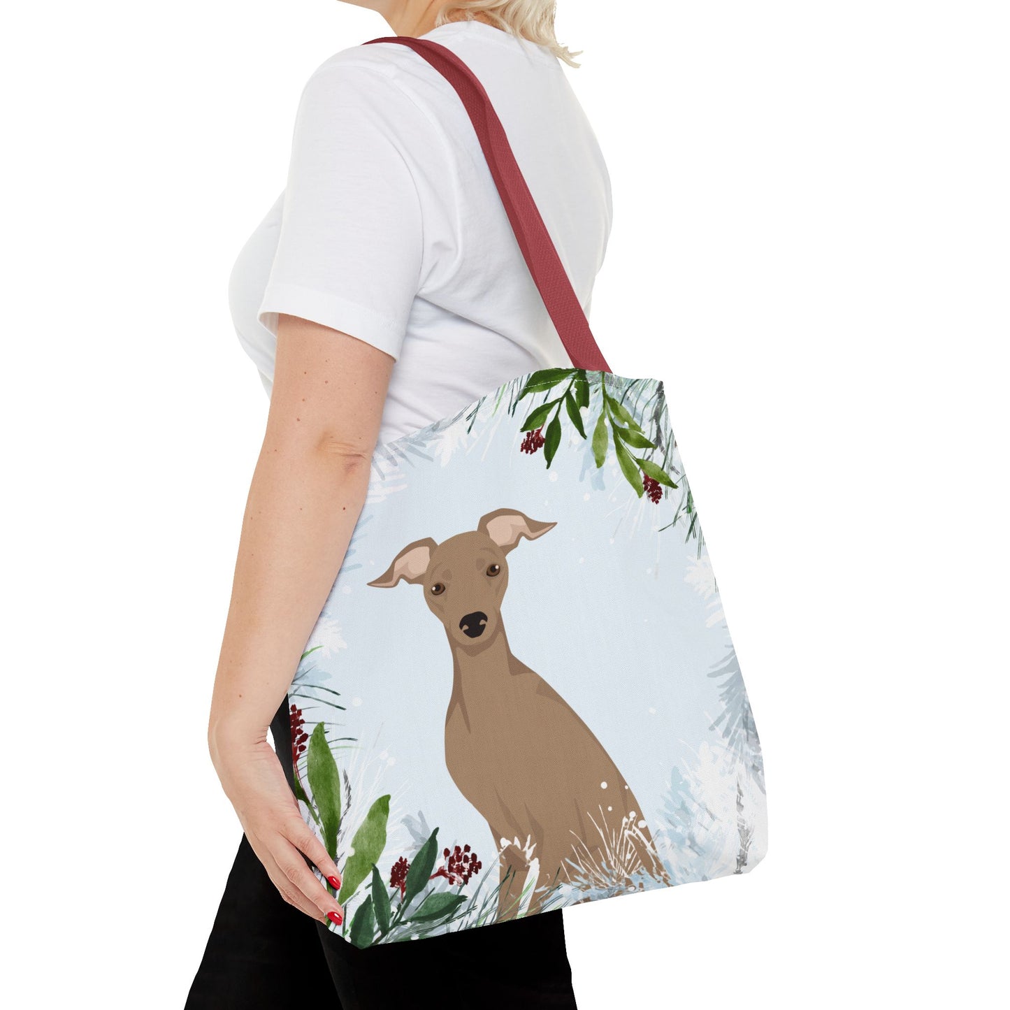 Italian Greyhound Dog Christmas Holiday Tote Bag 16x16