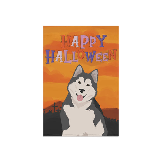 Alaskan Malamute Dog Halloween Garden Flag