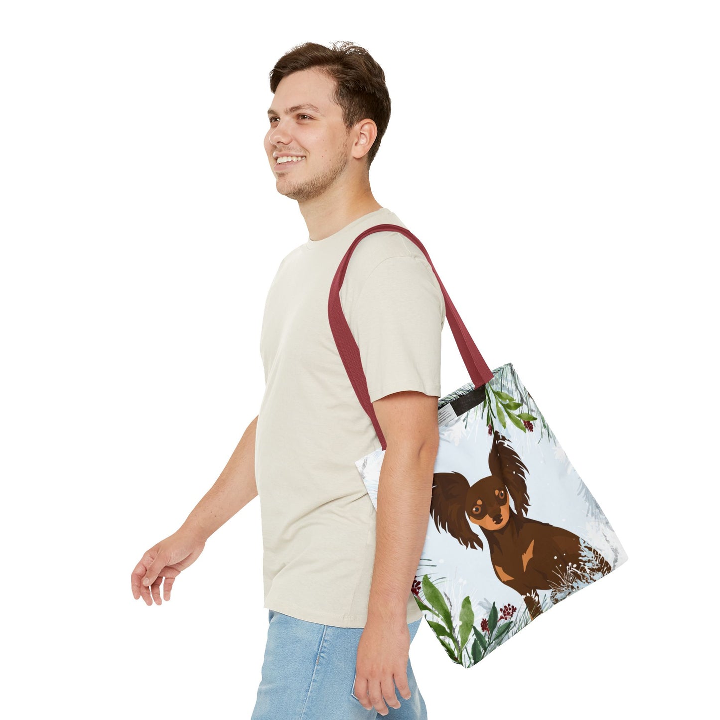 Russian Toy Terrier Dog Christmas Holiday Tote Bag 16x16