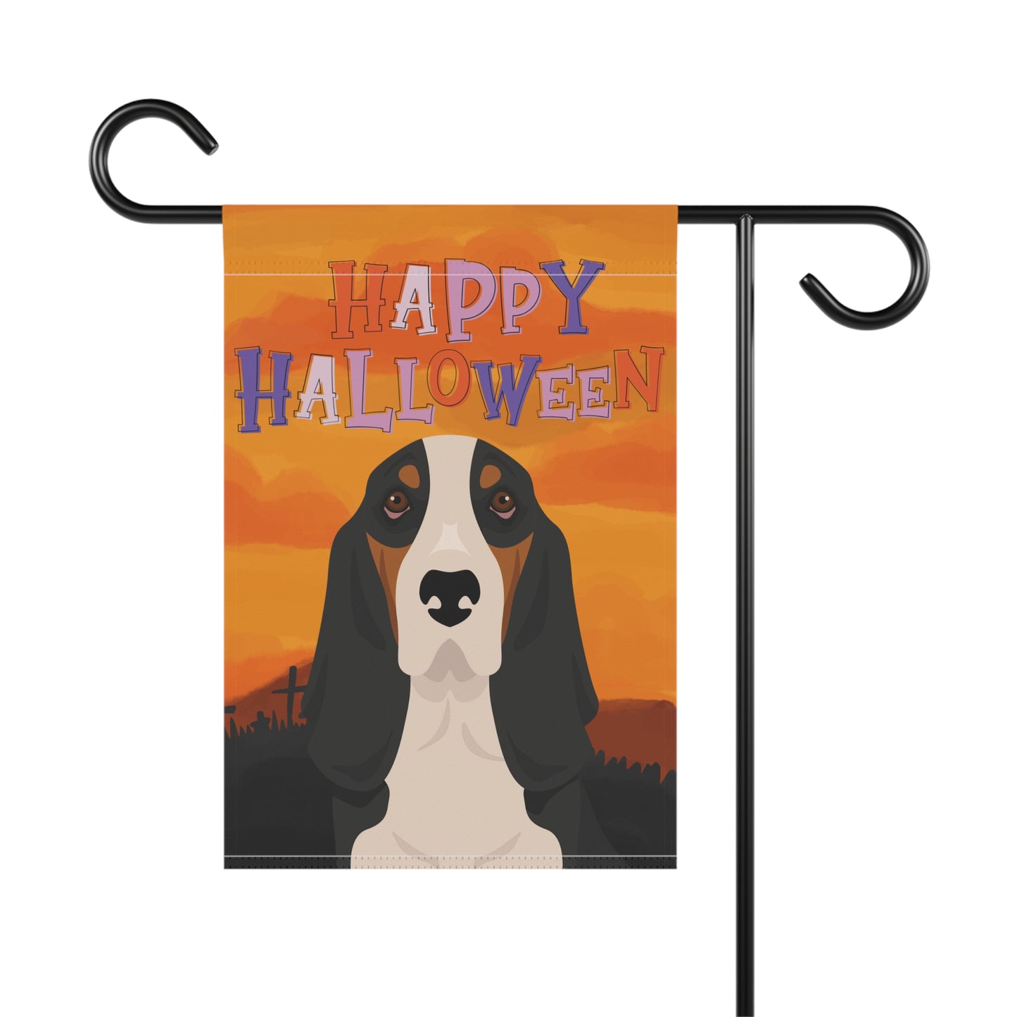 Basset Hound Dog Halloween Garden Flag