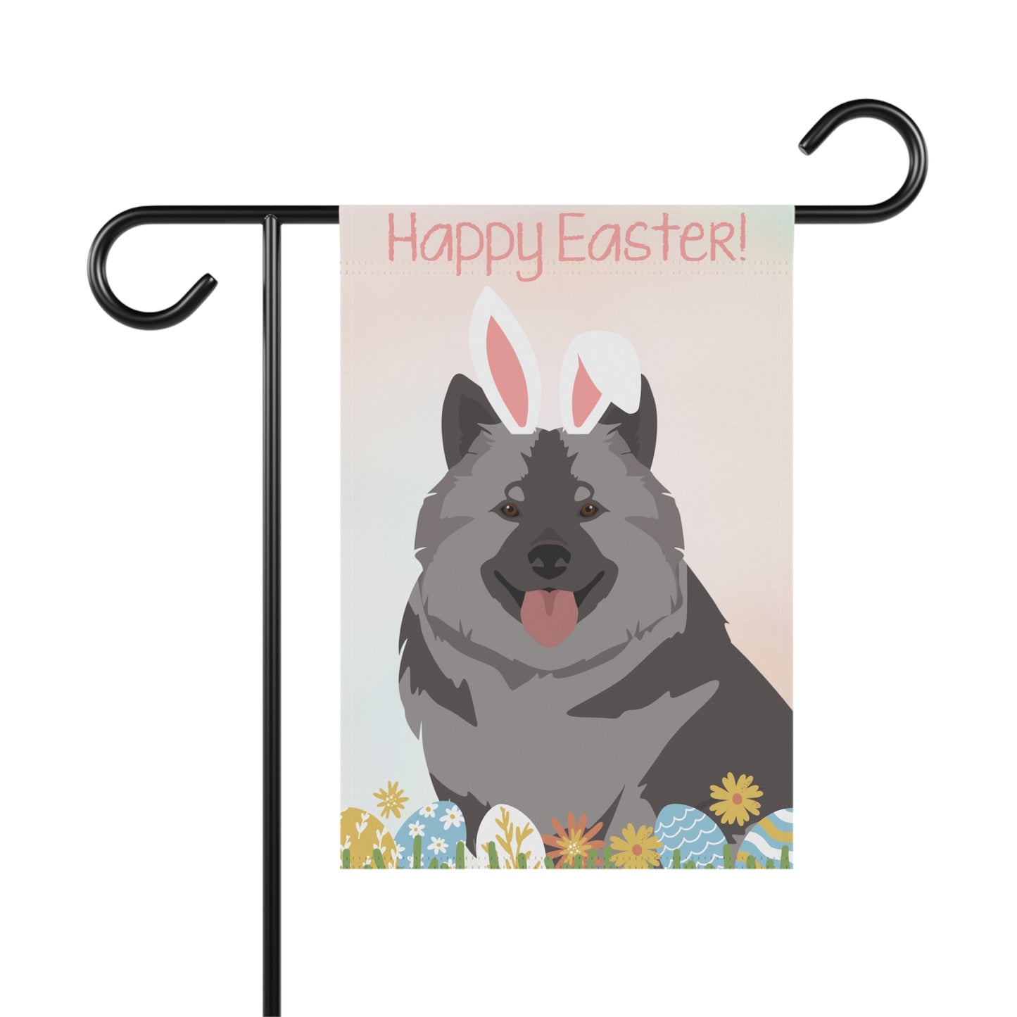 Keeshond Dog Happy Easter Garden Flag