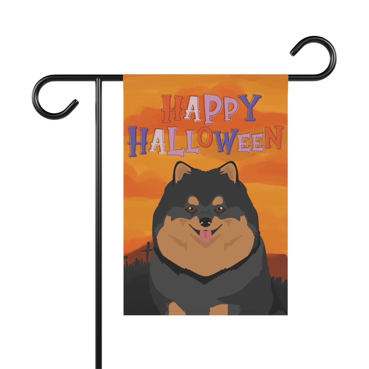 Pomeranian Dog Halloween Garden Flag