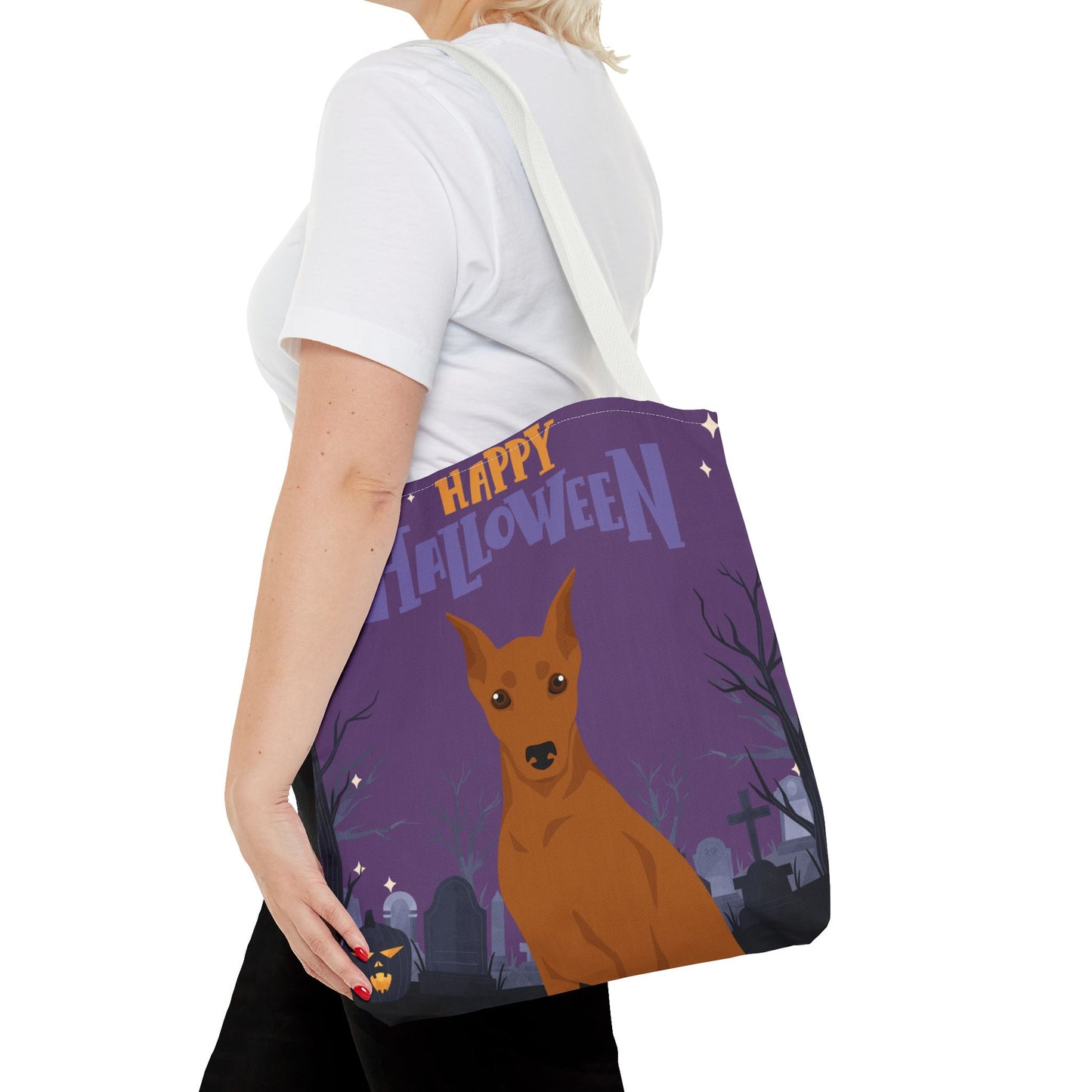 German Pinscher Dog Happy Halloween Tote Bag 16x16