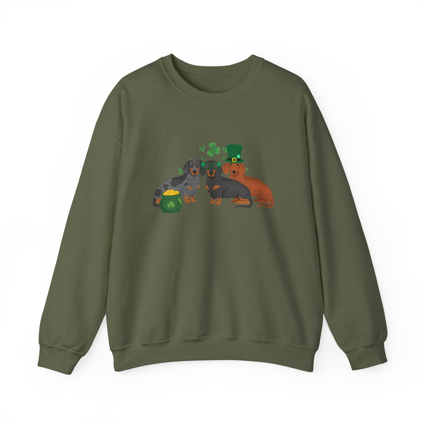 Dachshund Dog St Patricks Day Unisex Heavy Blend Crewneck Sweatshirt, St Pattys day, Cute Dog Mom Gift