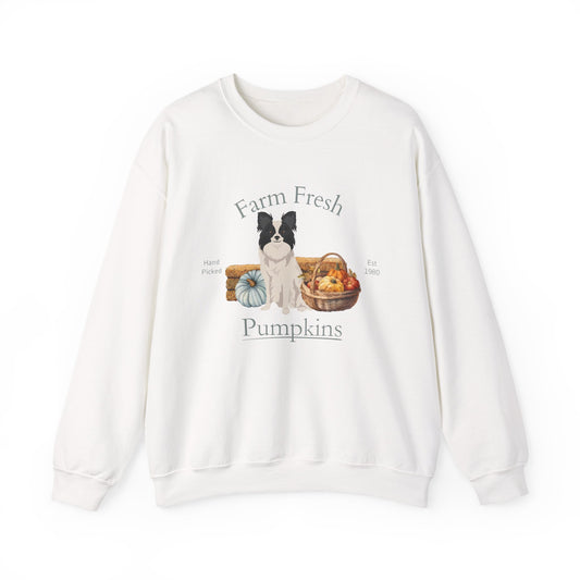 Papillon Dog Fall Farm Fresh Unisex Heavy Blend Crewneck Sweatshirt