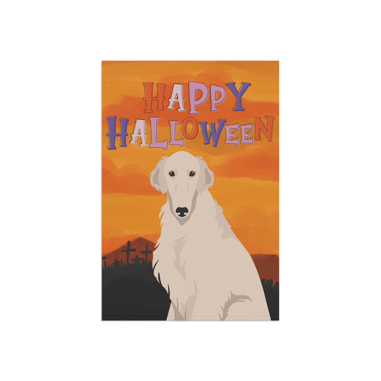 Borzoi Dog Halloween Garden Flag
