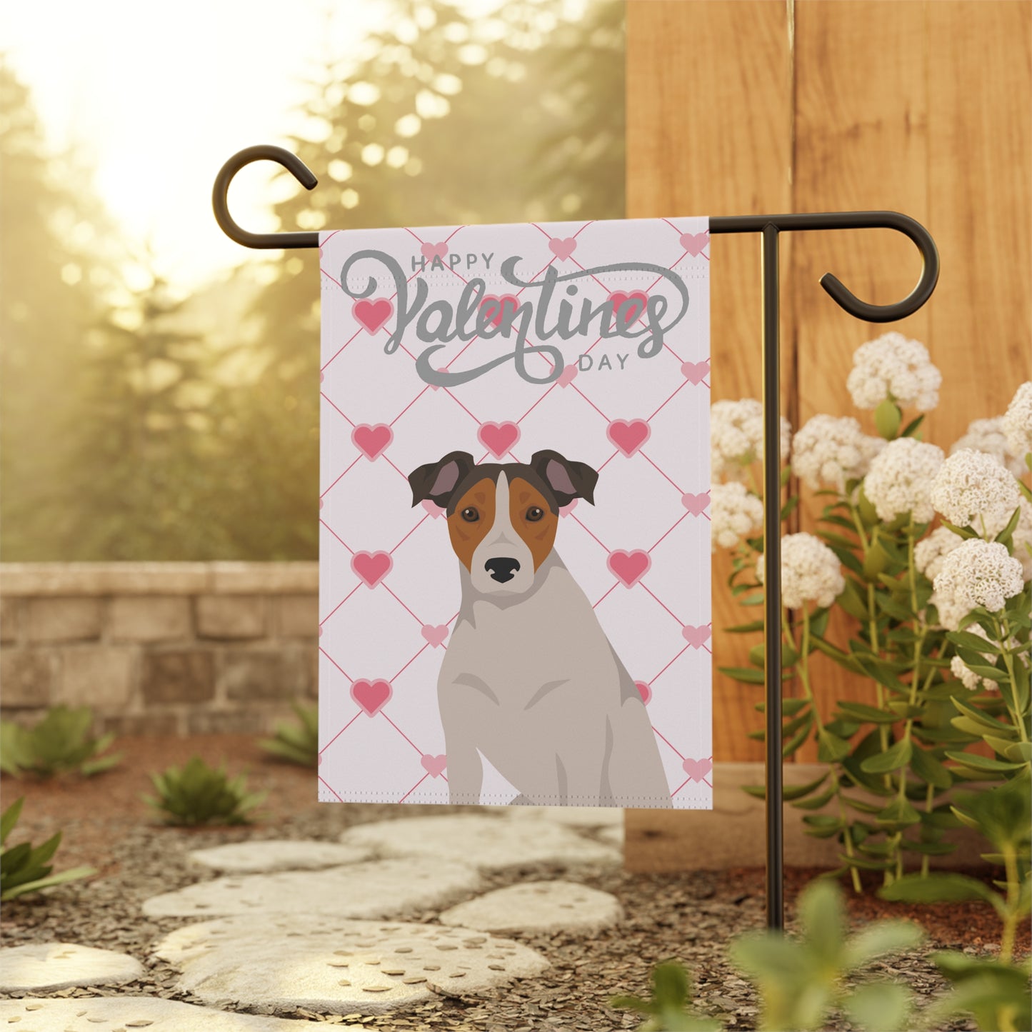 Parson Russell Terrier Dog Valentines Day Garden Flag