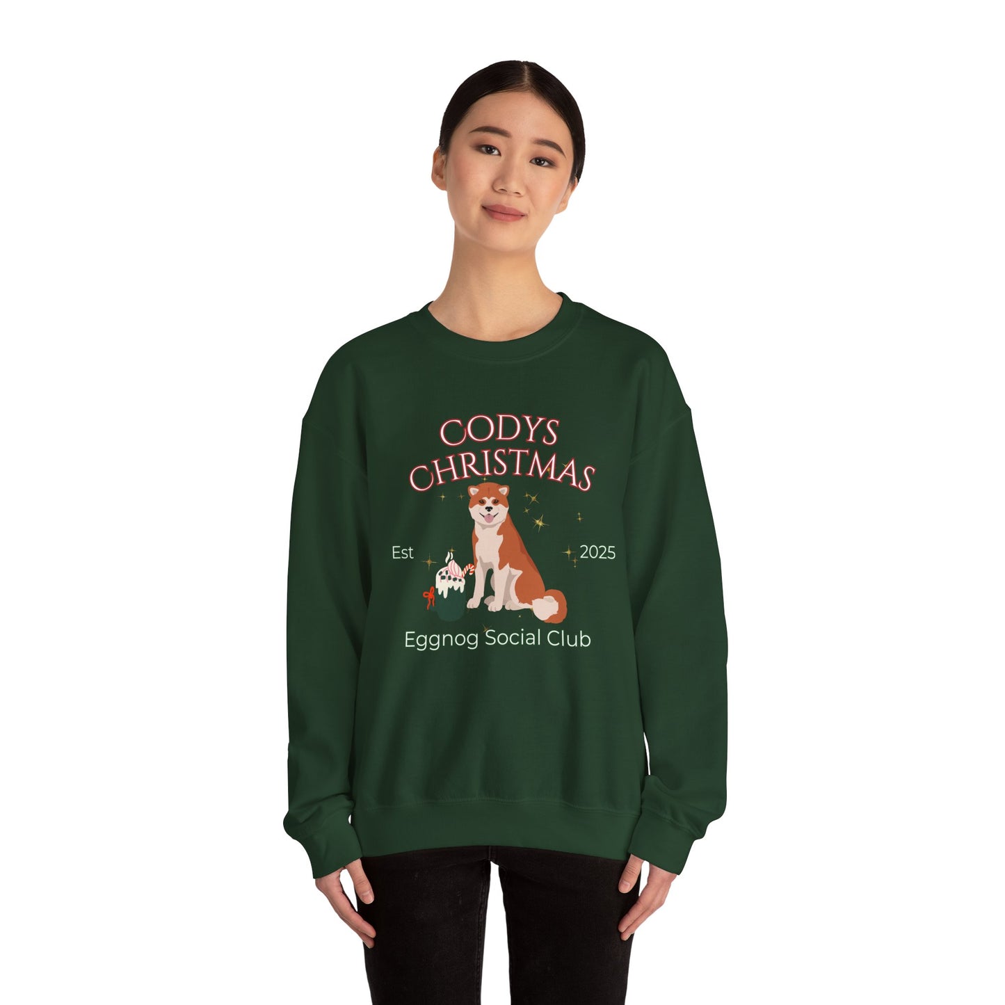 Japanese Akita Dog Christmas Social Club Unisex Heavy Blend Crewneck Sweatshirt Custom Name