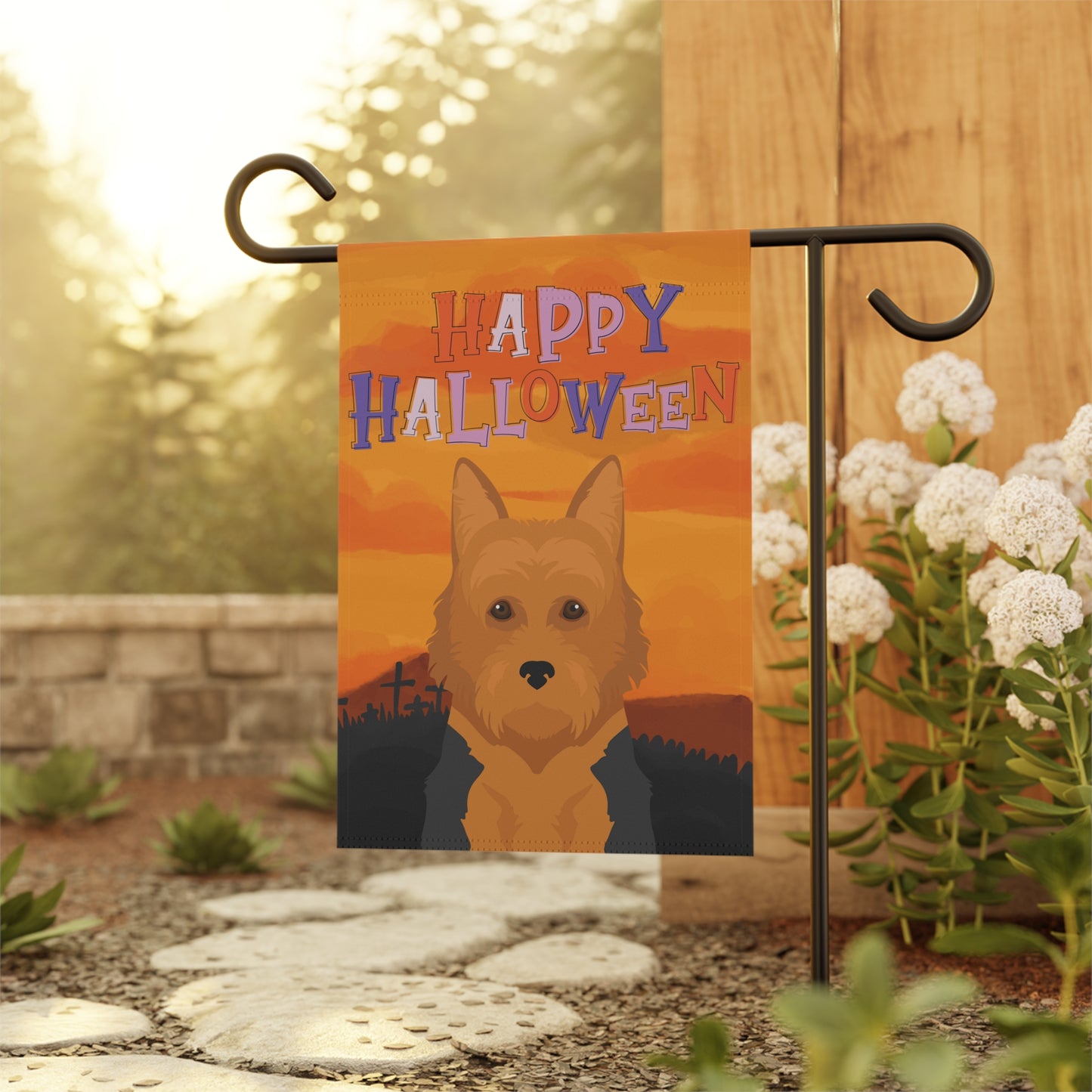Australian Terrier Dog Halloween Garden Flag