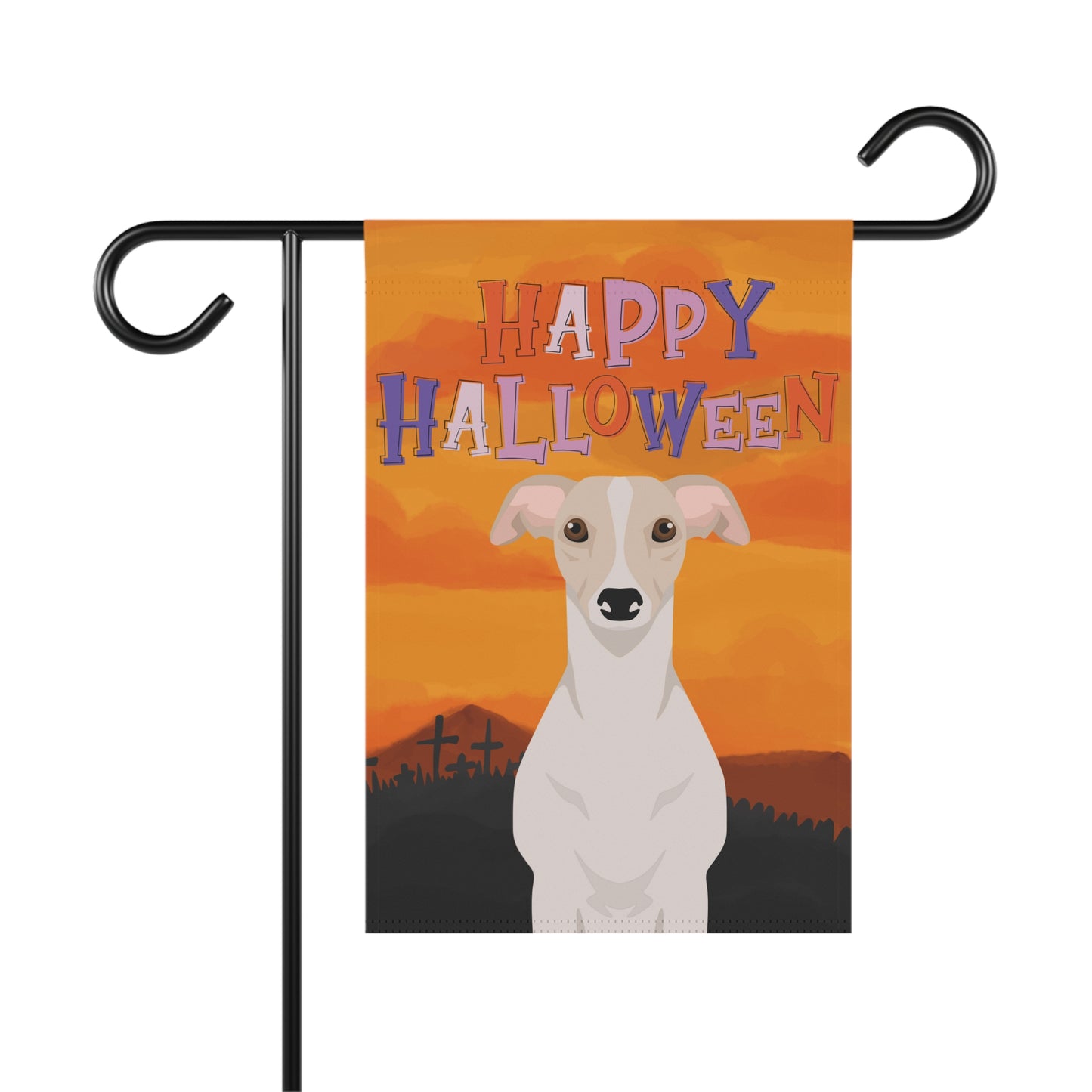 Whippet Dog Halloween Garden Flag