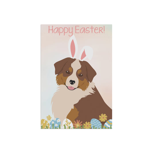 Mini American Shepherd Dog Happy Easter Garden Flag