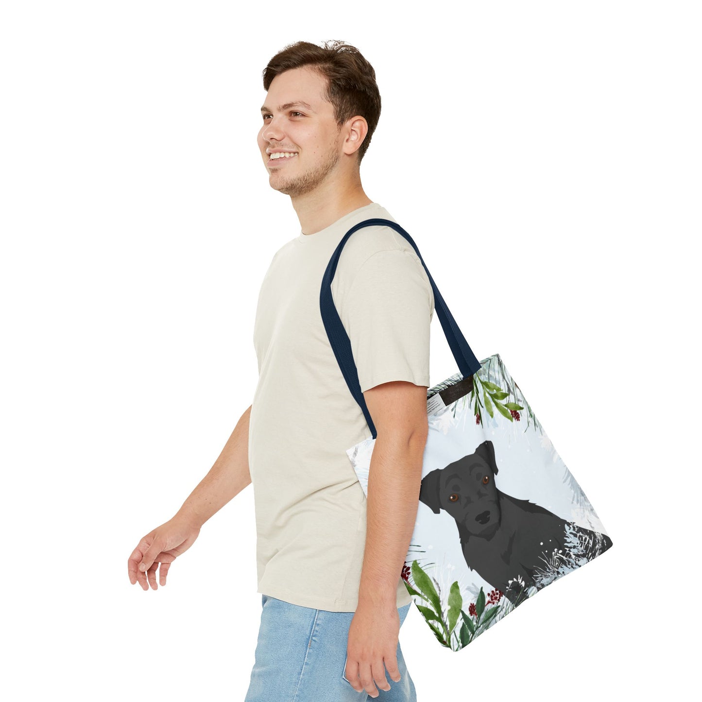 Patterdale Terrier Dog Christmas Holiday Tote Bag 16x16