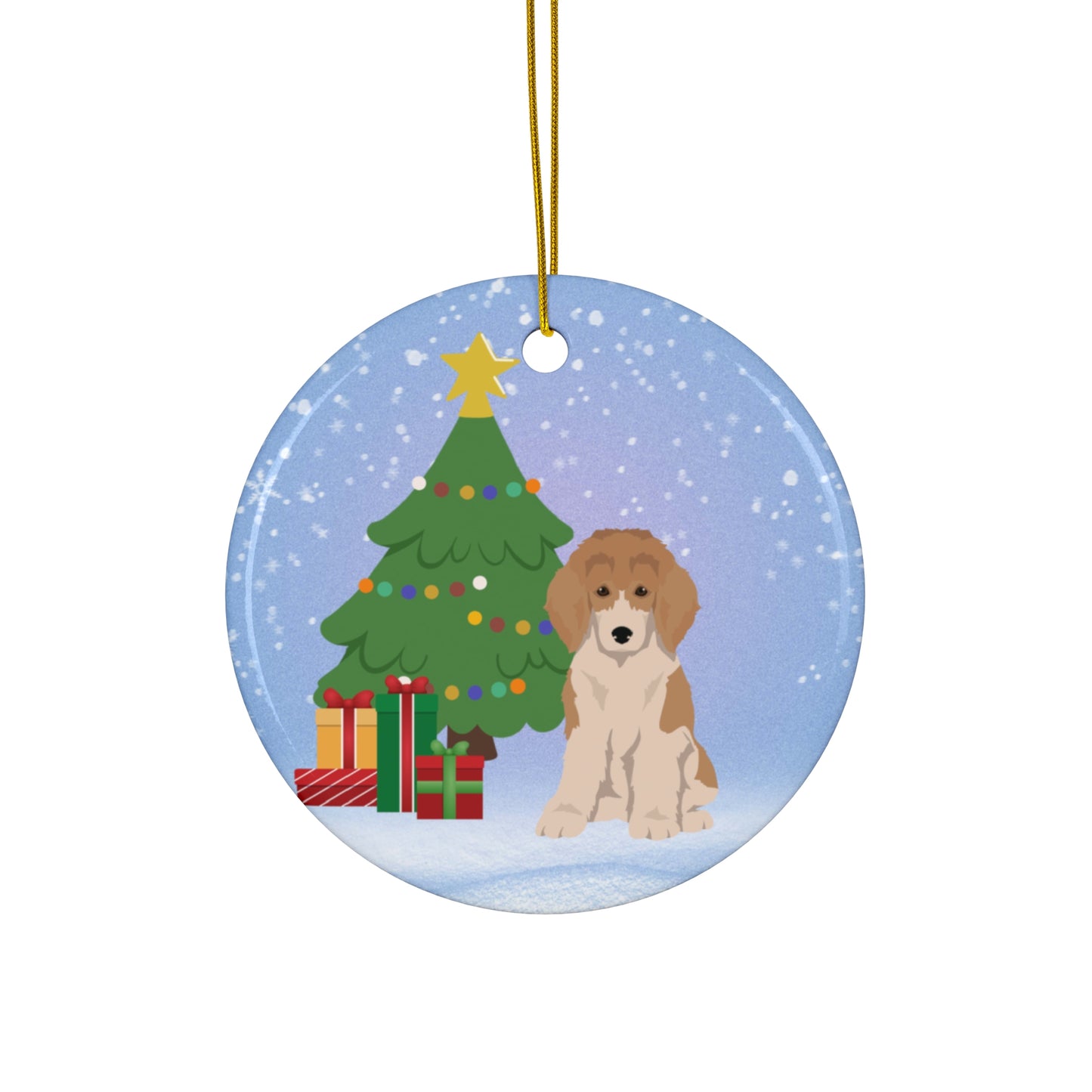 Poodle Dog Christmas Ceramic Ornament