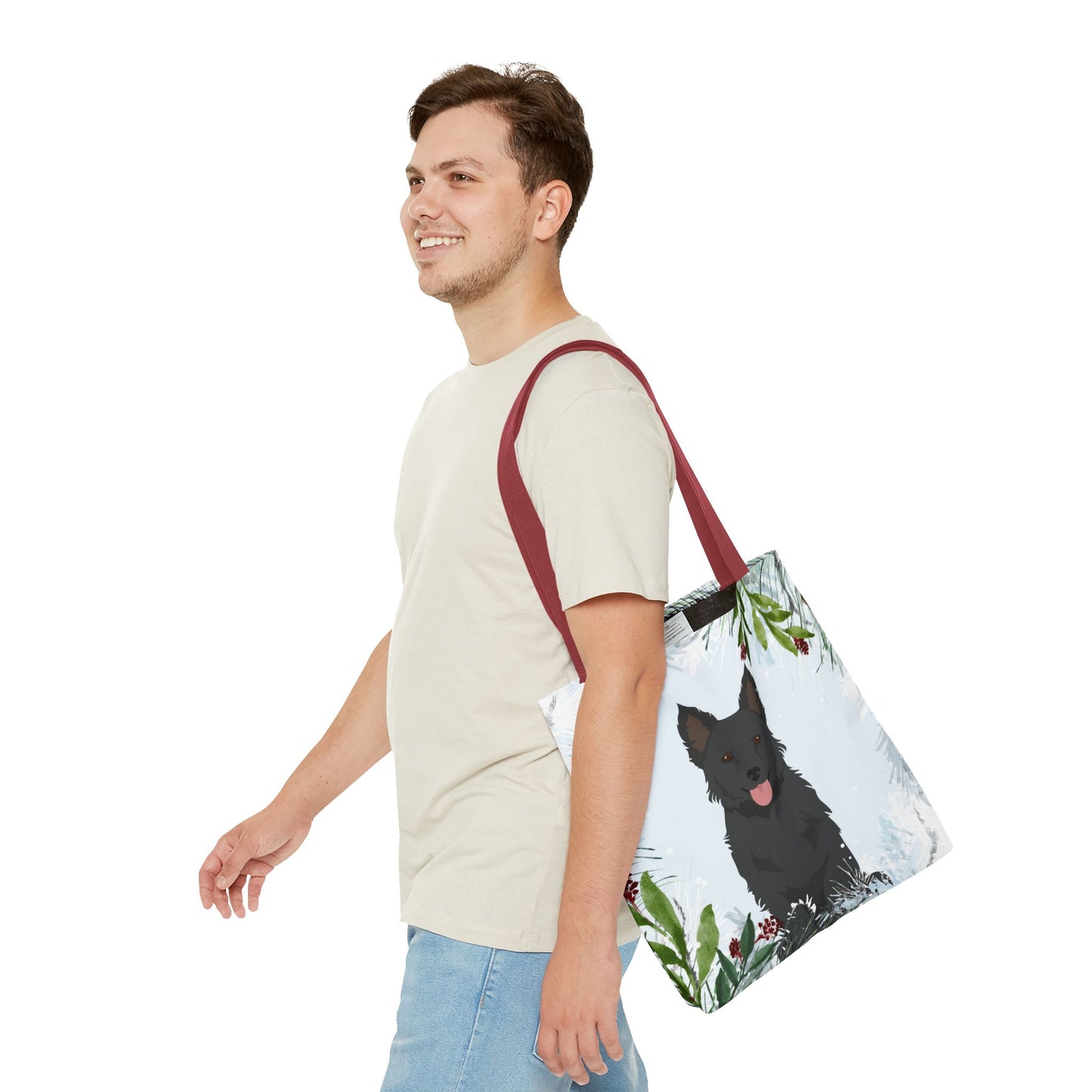 Mudi Dog Christmas Holiday Tote Bag 16x16