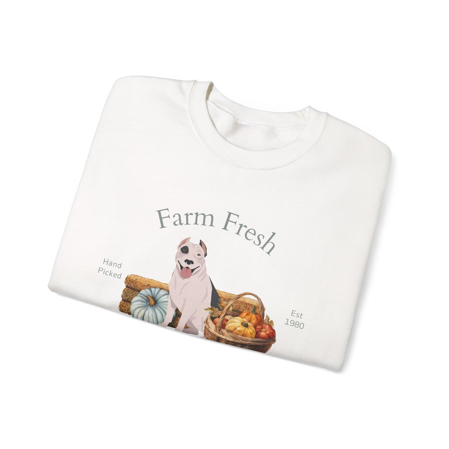 Pit Bull Terrier Dog Fall Farm Fresh Unisex Heavy Blend Crewneck Sweatshirt