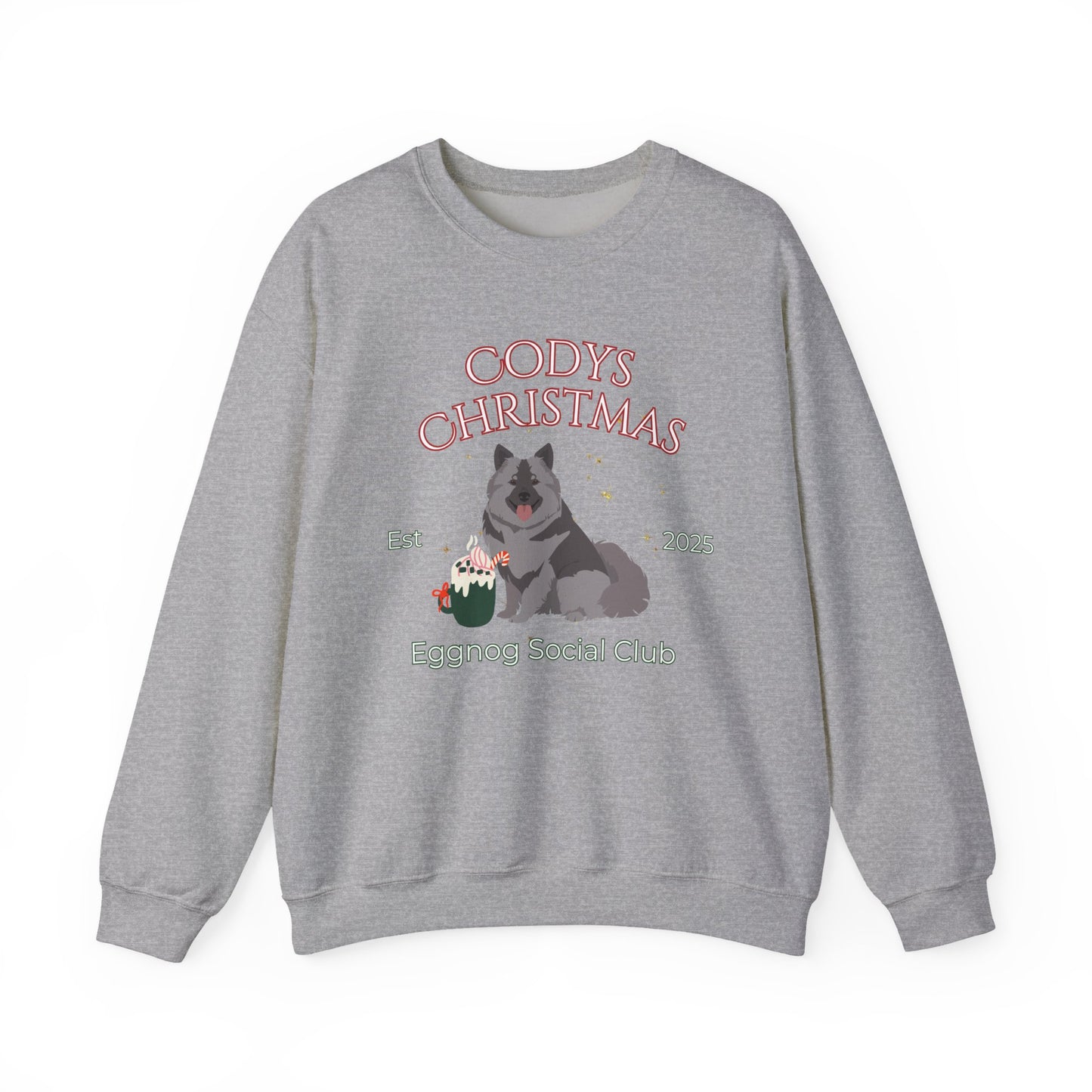 Keeshond Dog Christmas Social Club Unisex Heavy Blend Crewneck Sweatshirt Custom Name