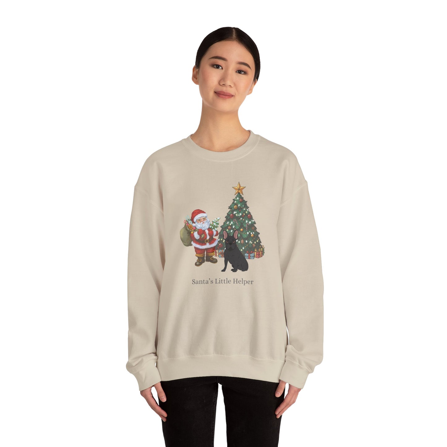 French Bulldog Dog Santa's Little Helper Unisex Heavy Blend Crewneck Sweatshirt