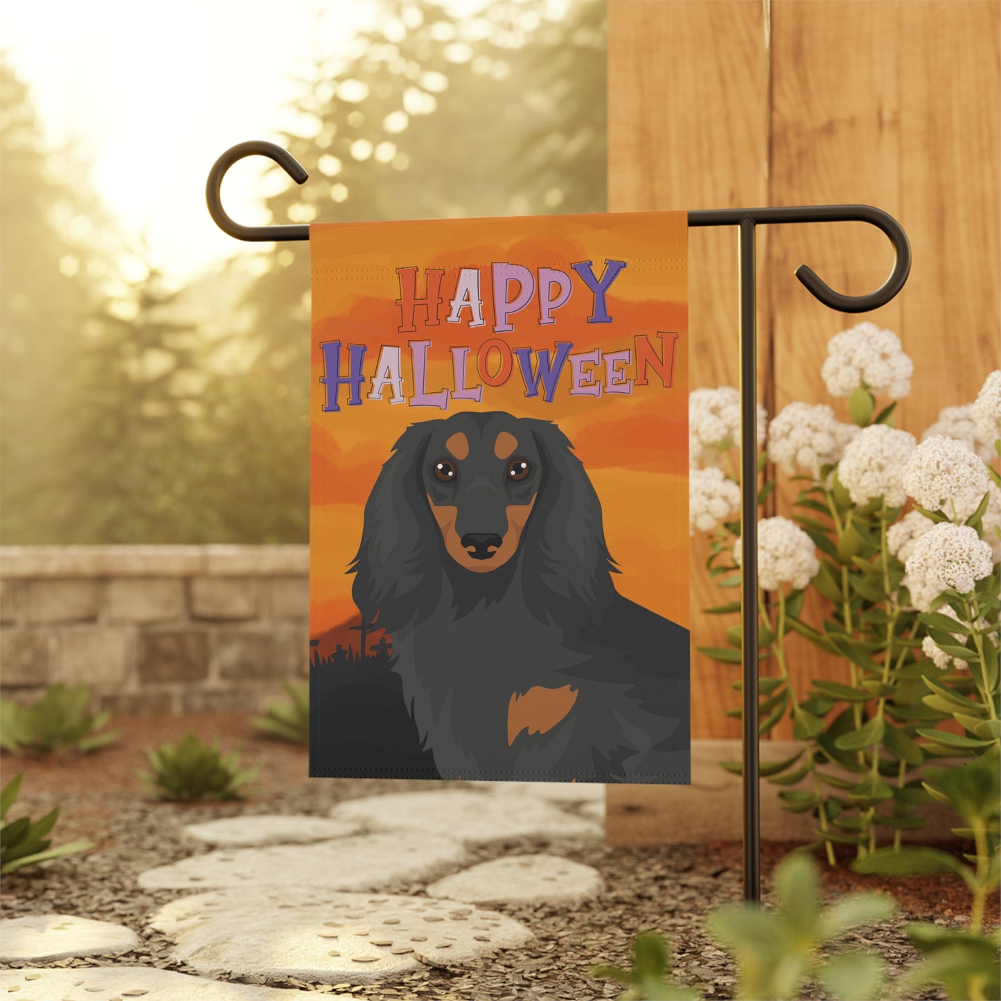 Dachshund Dog Halloween Garden Flag